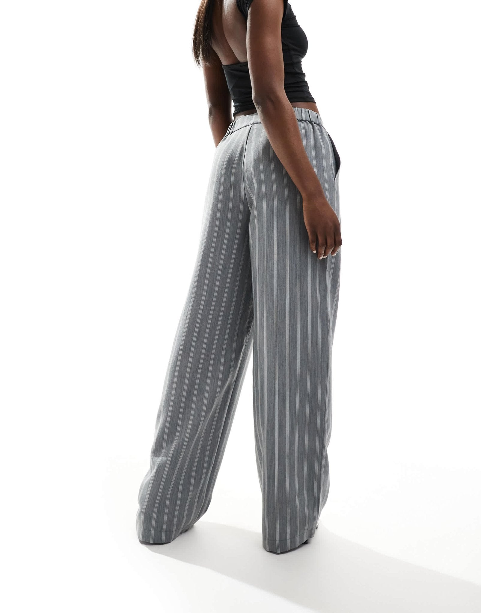 ASOS DESIGN tailored relaxed straight leg trousers in grey stripe - ASOS Sample Sale