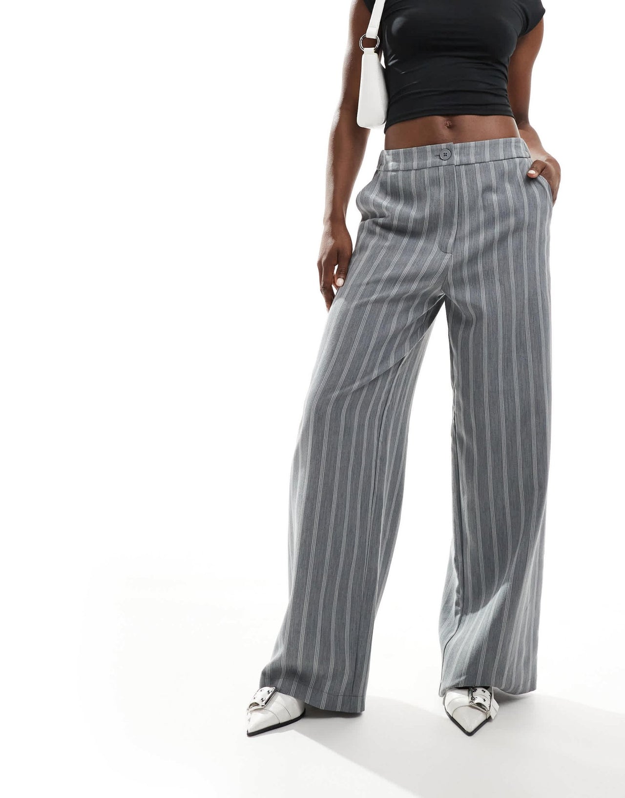 ASOS DESIGN tailored relaxed straight leg trousers in grey stripe - ASOS Sample Sale