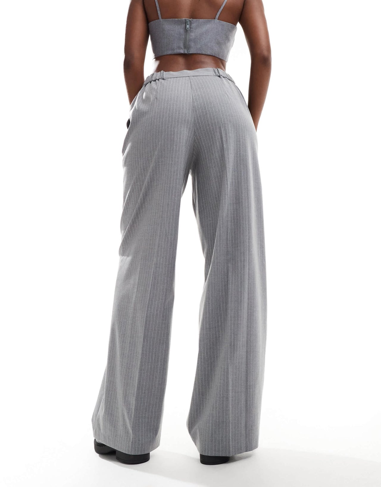 ASOS DESIGN tailored relaxed straight leg trousers in grey stripe - ASOS Sample Sale