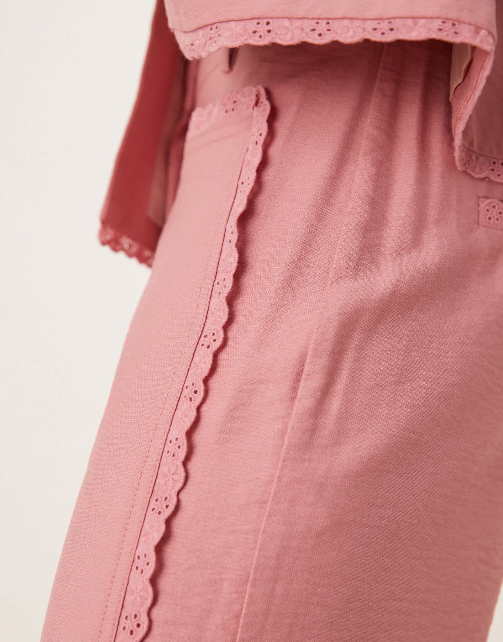 ASOS DESIGN tailored relaxed straight trousers with lace insert co - ord in pink - ASOS Sample Sale