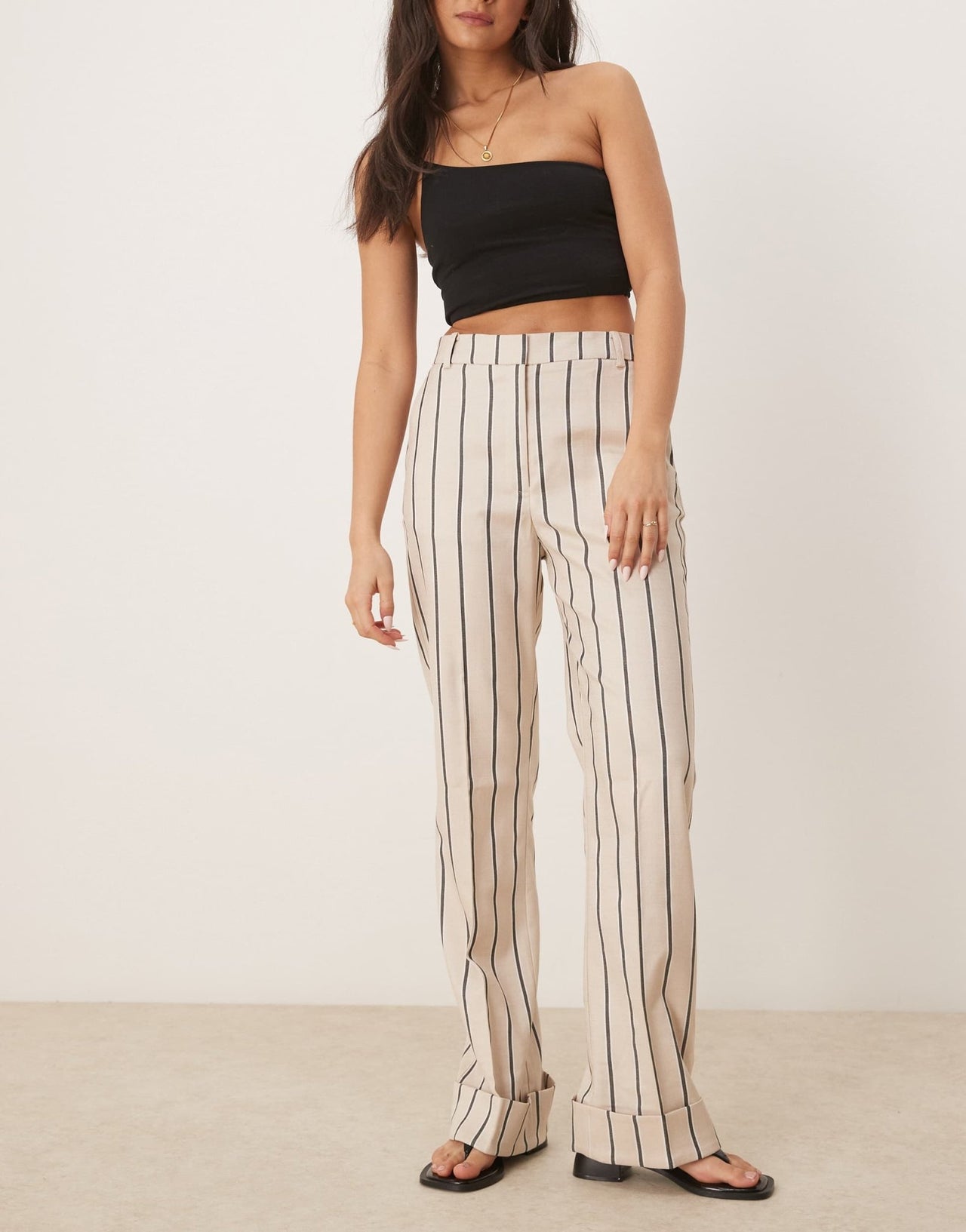 ASOS DESIGN tailored relaxed trouser in stone stripe co - ord - ASOS Sample Sale