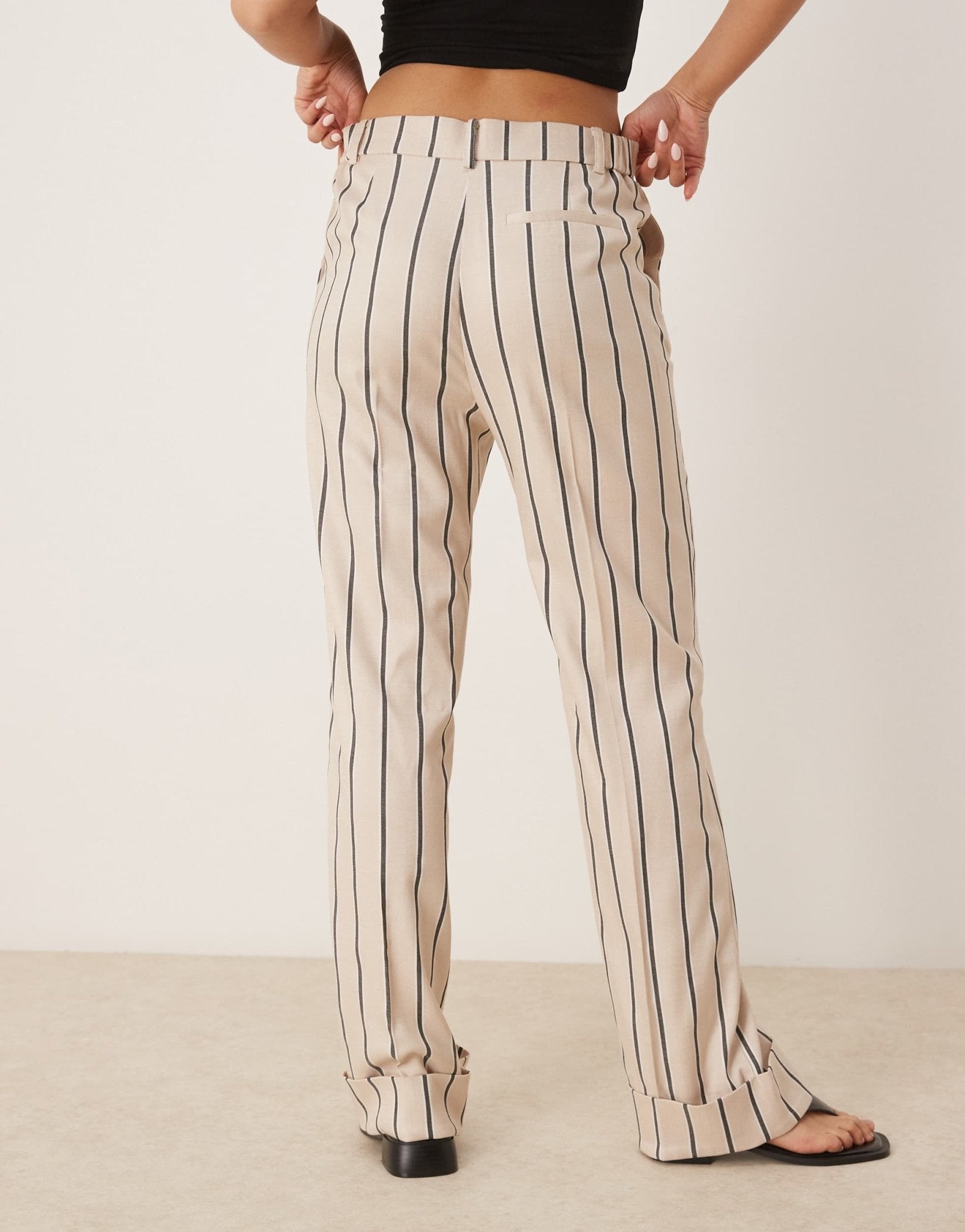 ASOS DESIGN tailored relaxed trouser in stone stripe co - ord - ASOS Sample Sale
