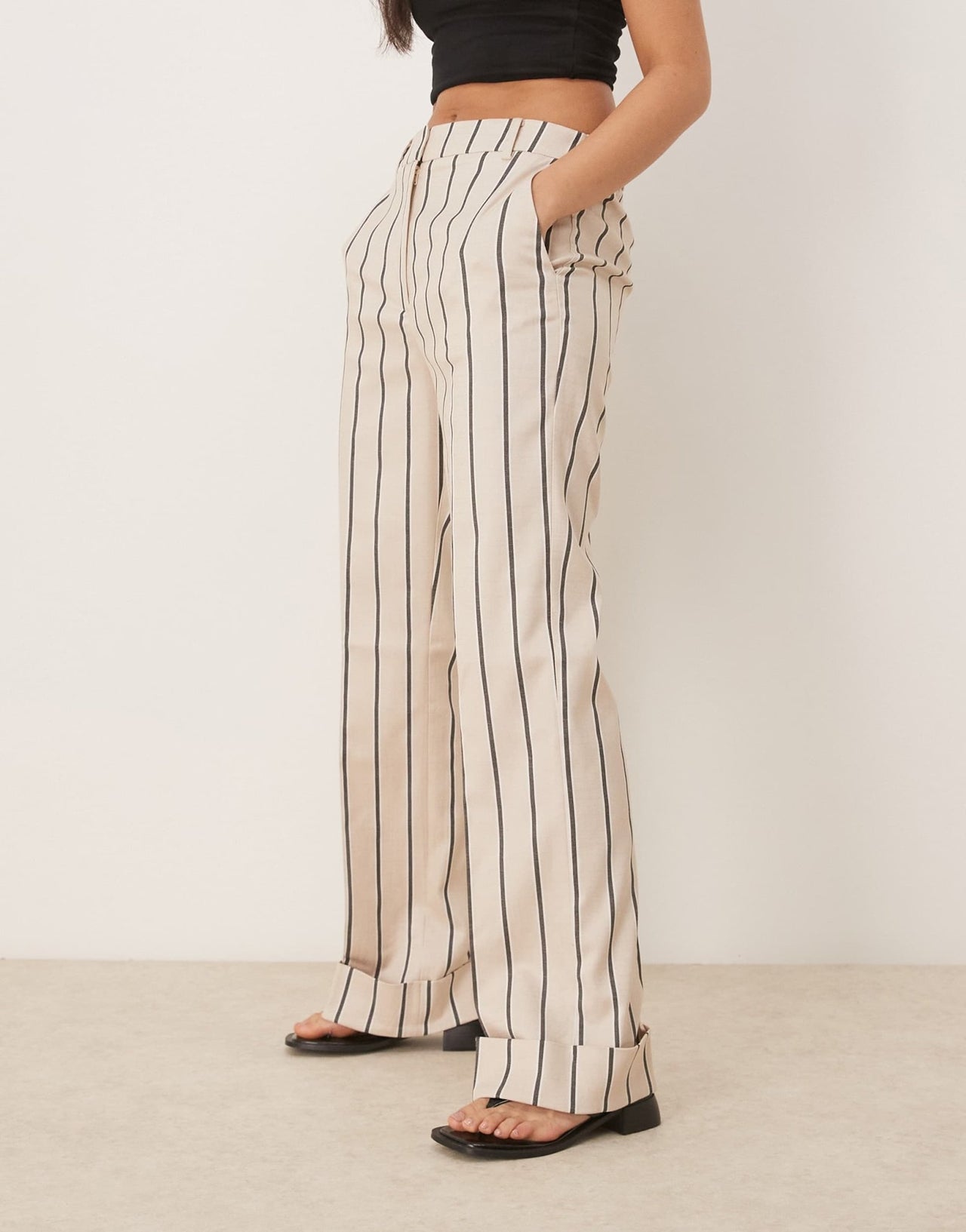 ASOS DESIGN tailored relaxed trouser in stone stripe co - ord - ASOS Sample Sale