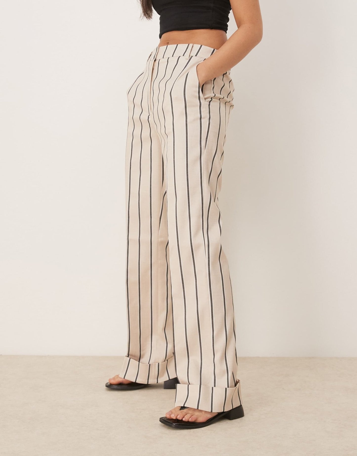 ASOS DESIGN tailored relaxed trouser in stone stripe co - ord - ASOS Sample Sale
