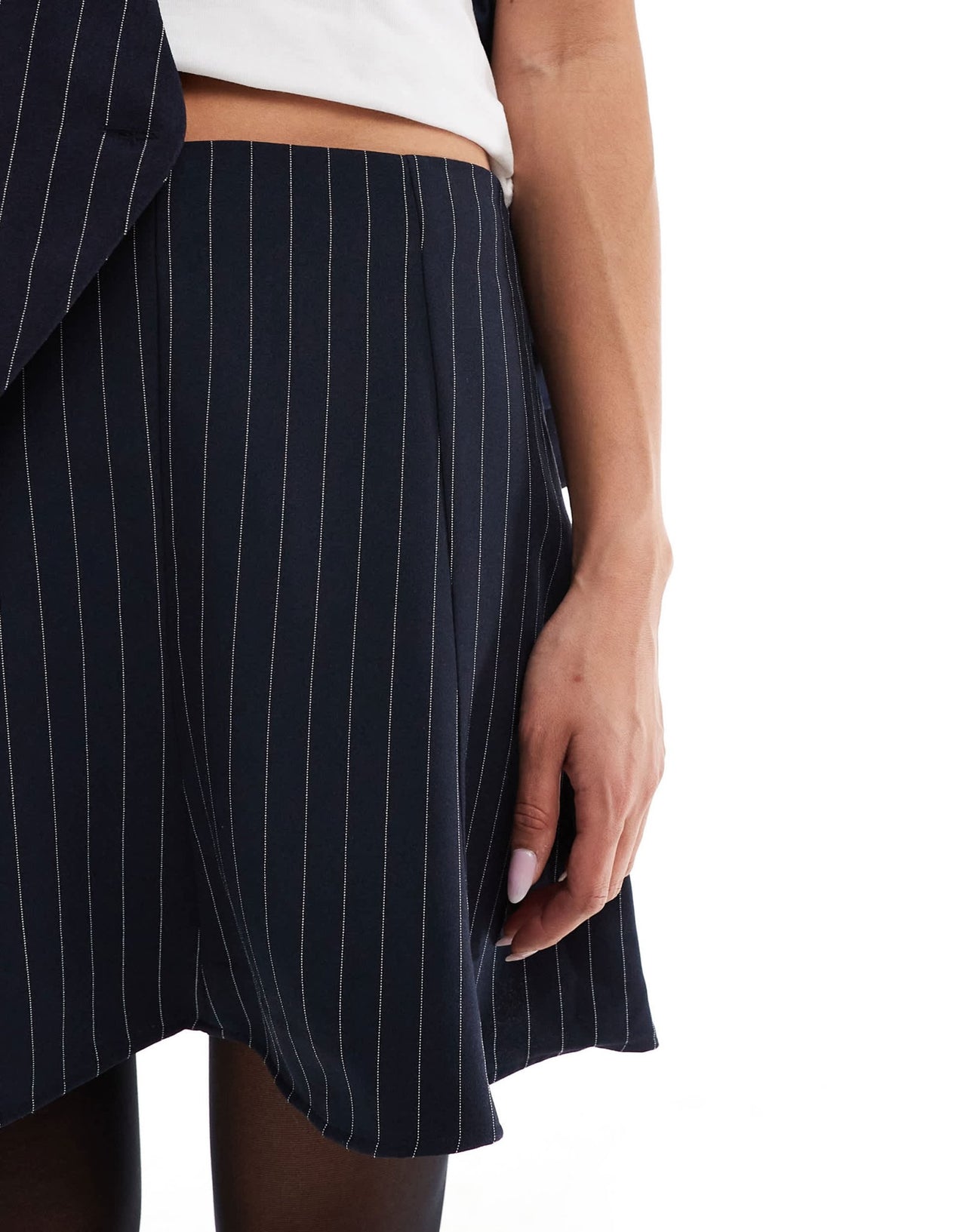 ASOS DESIGN tailored seam detail mini skirt in navy pinstripe co ord - ASOS Sample Sale