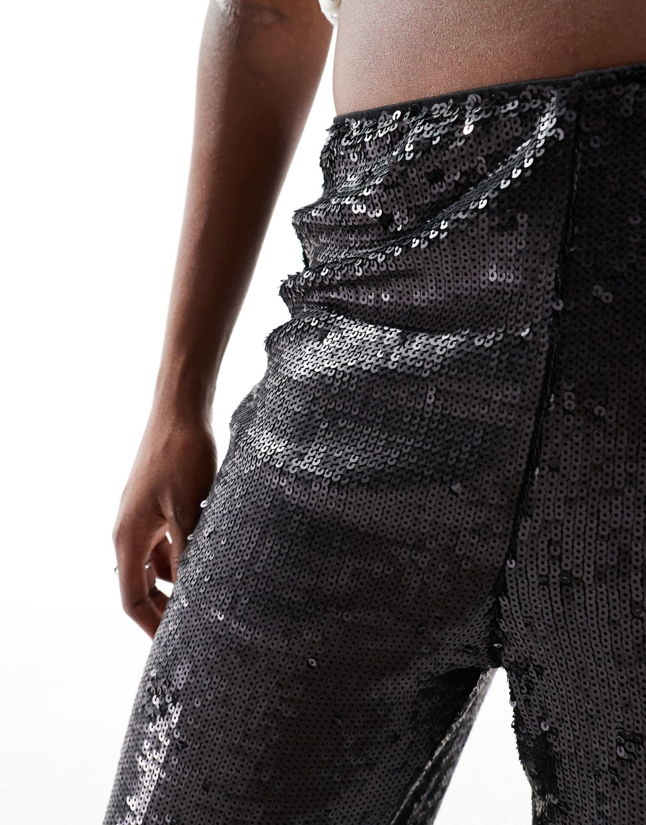 ASOS DESIGN tailored sequin ankle grazer trousers in black - ASOS Sample Sale