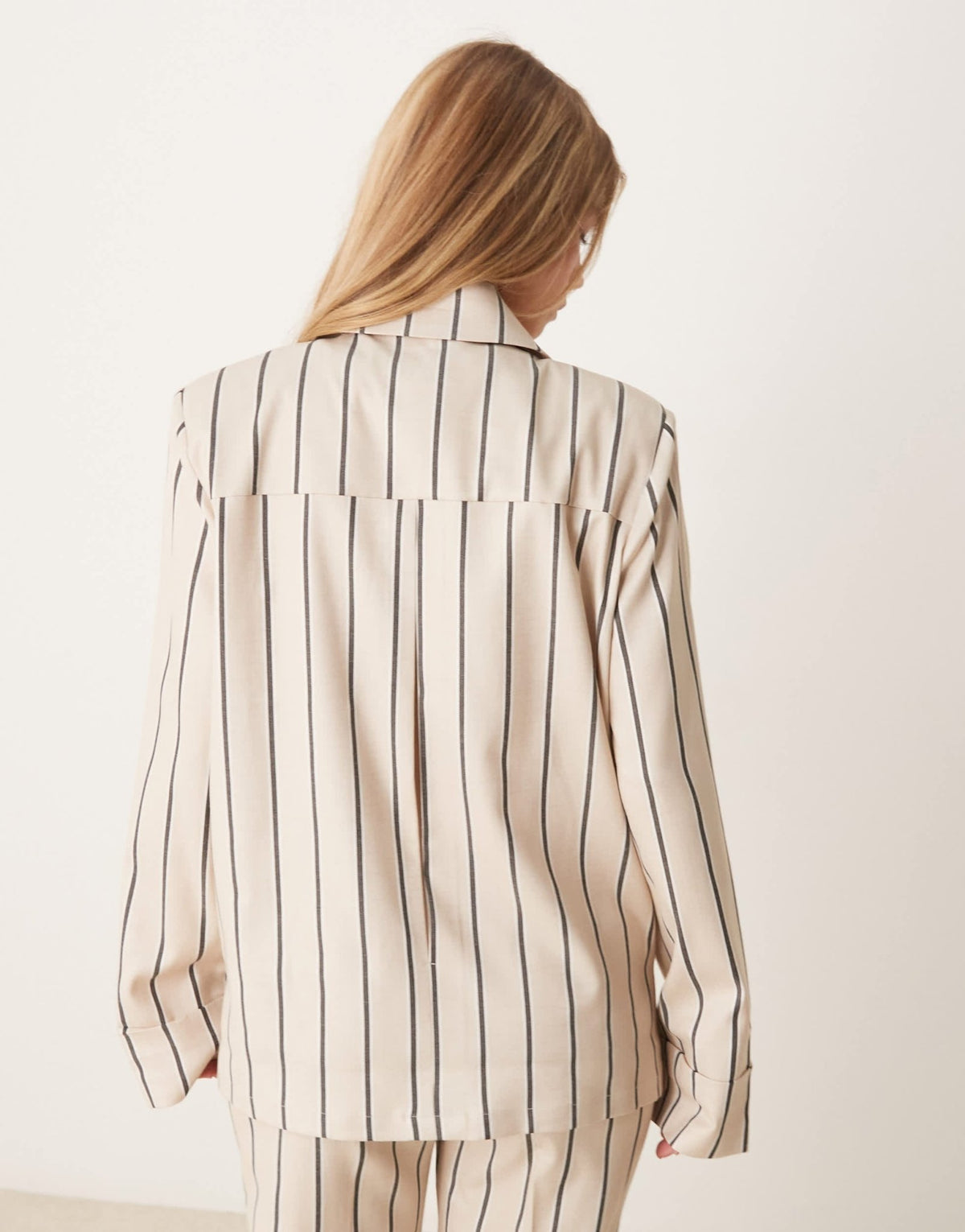ASOS DESIGN tailored shirt co - ord in stone stripe - ASOS Sample Sale