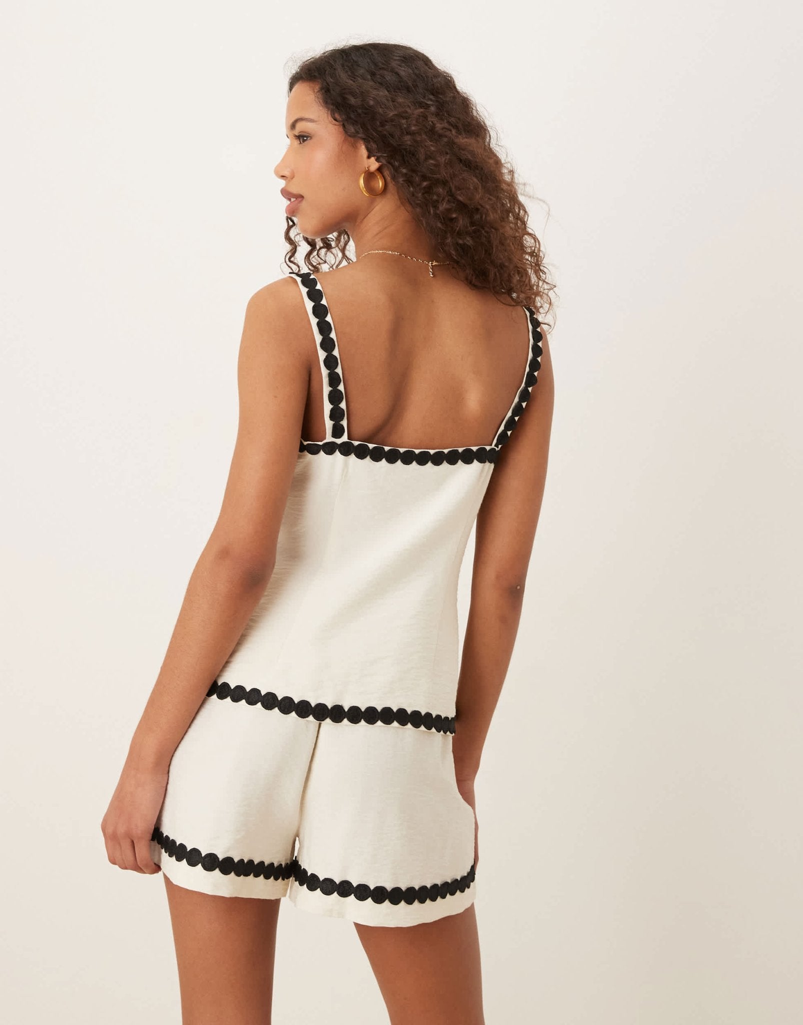 ASOS DESIGN tailored shorts with rik rak trim co-ord in white - ASOS Sample Sale