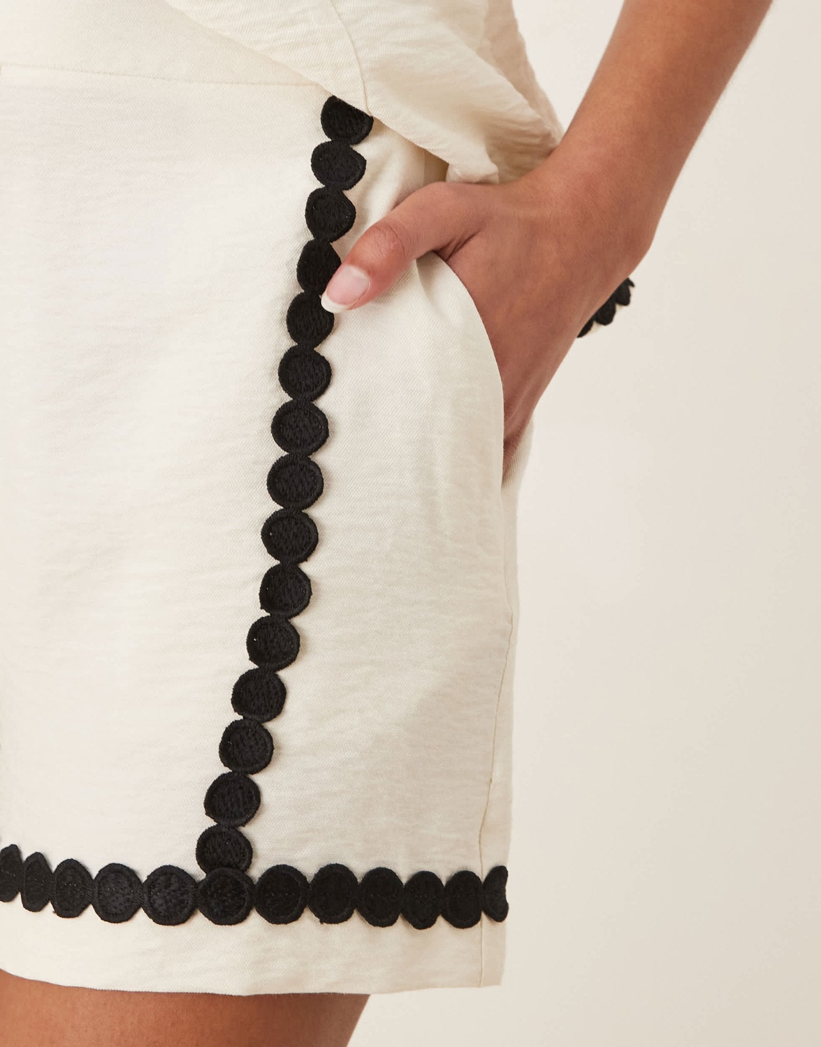 ASOS DESIGN tailored shorts with rik rak trim co-ord in white - ASOS Sample Sale