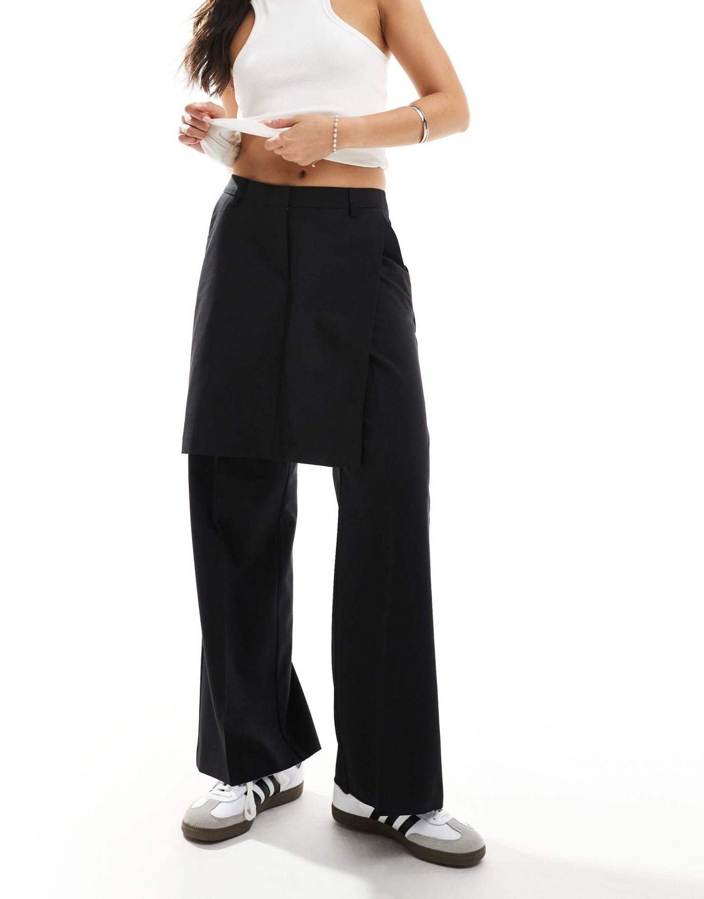ASOS DESIGN tailored skirt over trousers in black - ASOS Sample Sale