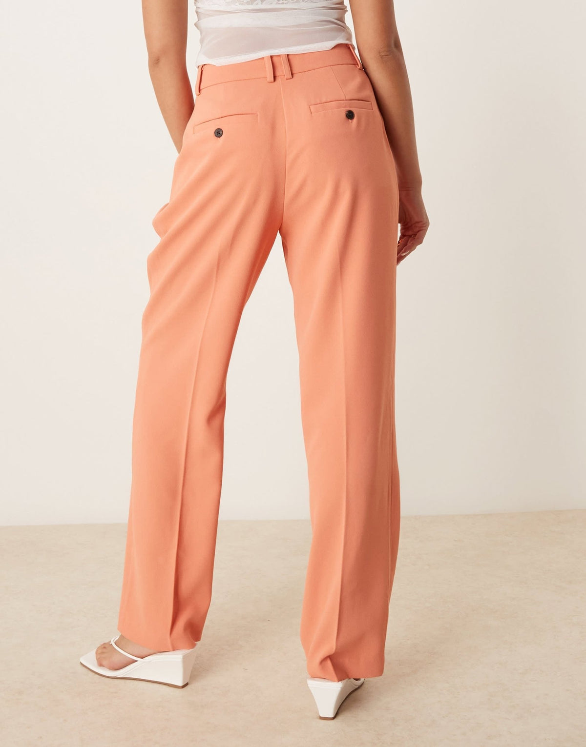 ASOS DESIGN tailored straight leg trousers with pleat detail in orange - ASOS Sample Sale