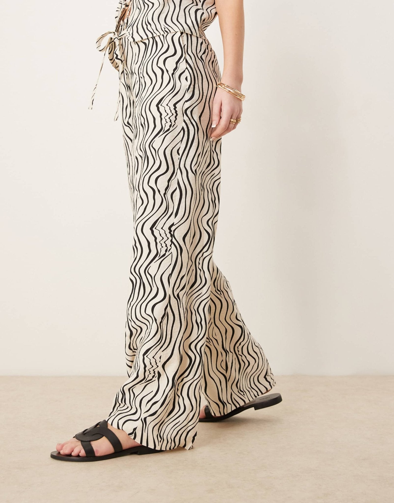 ASOS DESIGN tailored straight leg zebra squiggly print linen look trouser co - ord - ASOS Sample Sale