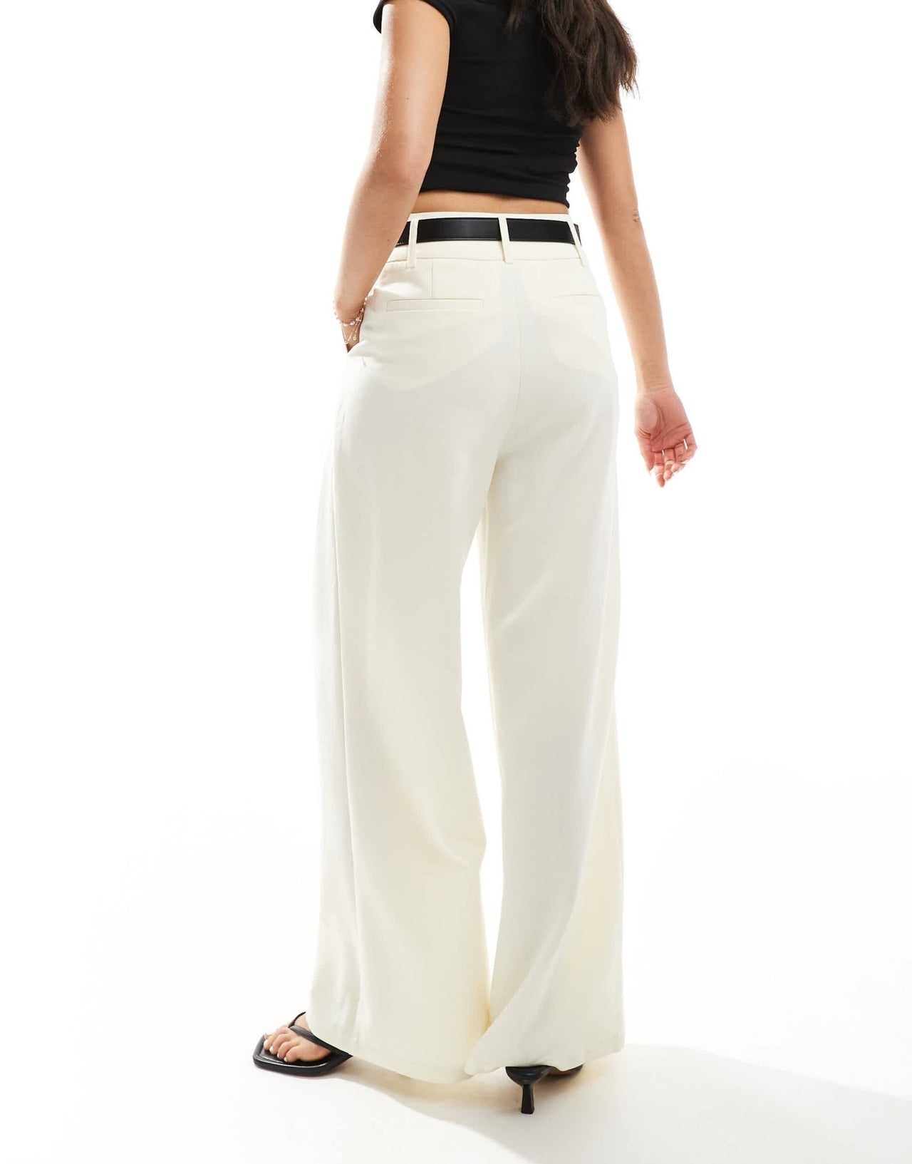 ASOS DESIGN tailored super wide leg belted trousers in off white - ASOS Sample Sale