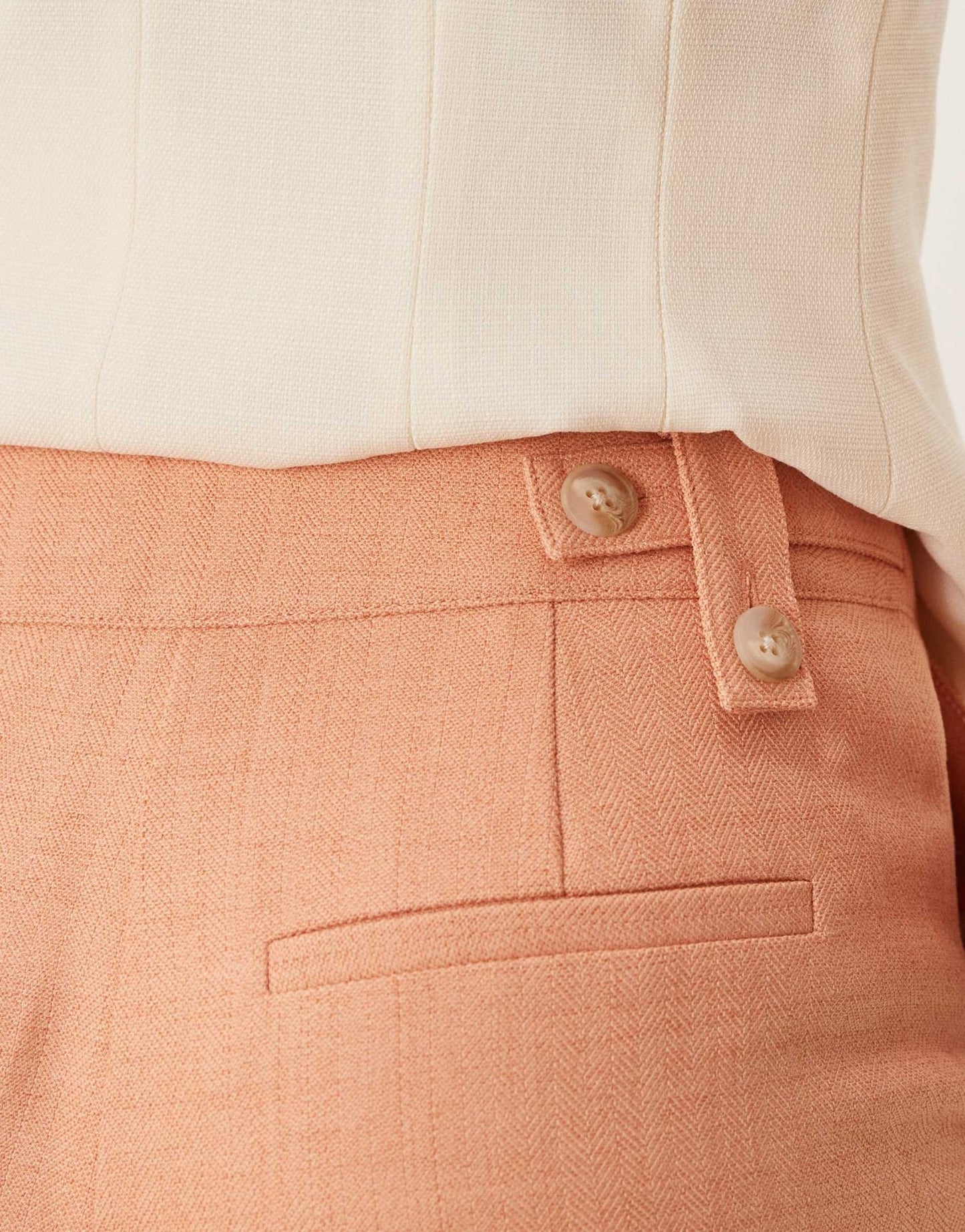 ASOS DESIGN tailored textured barrel trousers with tab detail in apricot - ASOS Sample Sale