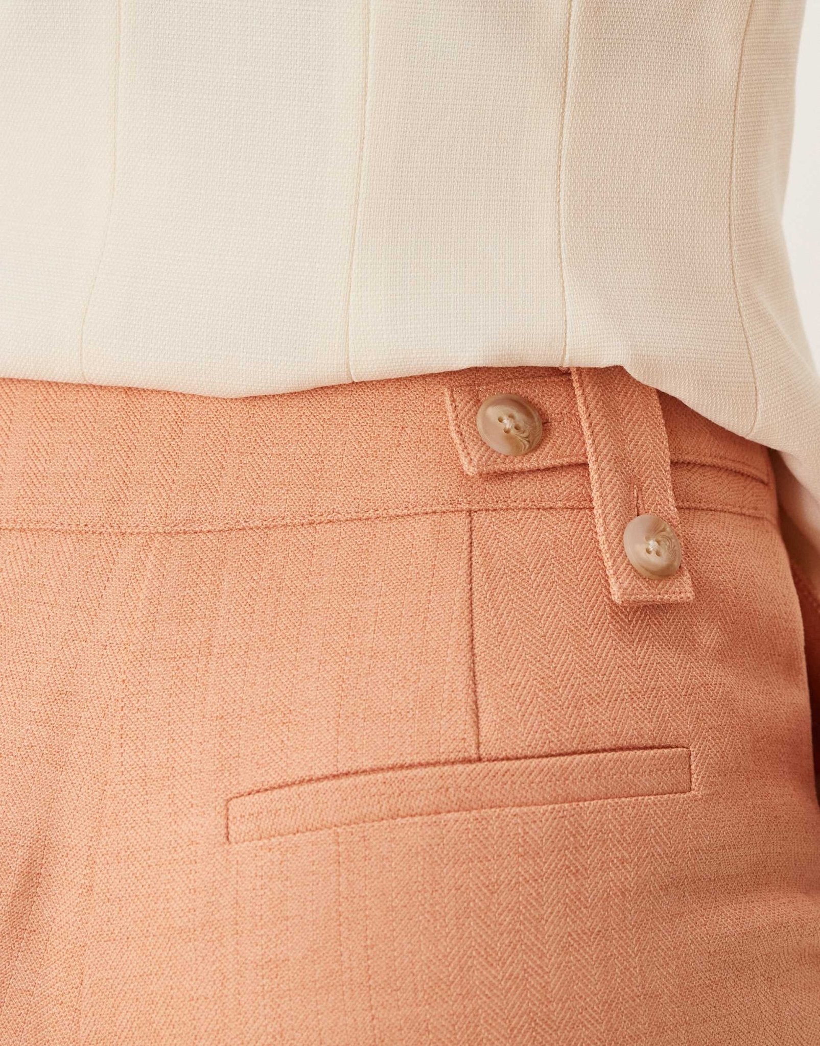 ASOS DESIGN tailored textured barrel trousers with tab detail in apricot - ASOS Sample Sale