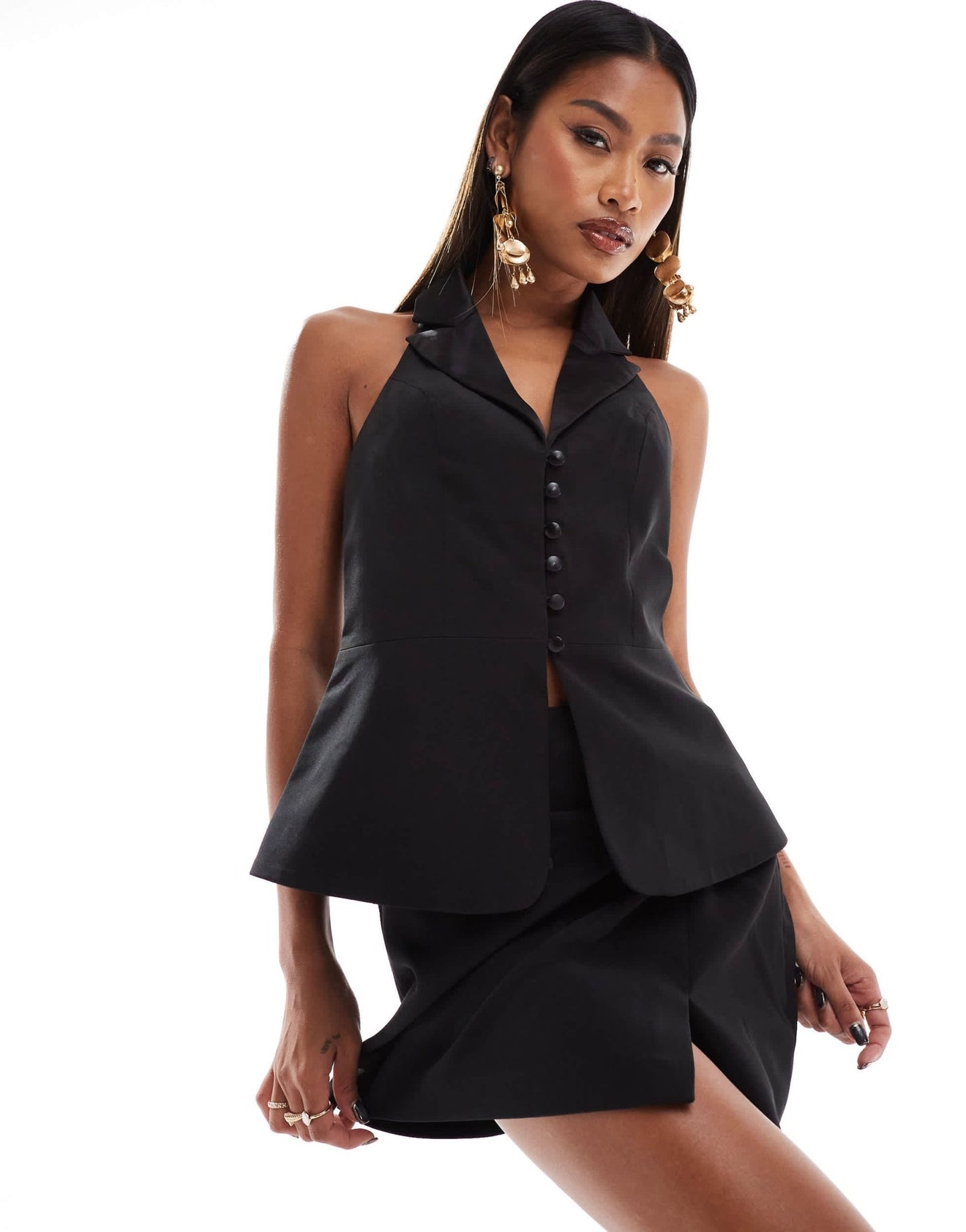 ASOS DESIGN tailored twist detail tux mini skirt in black - ASOS Sample Sale