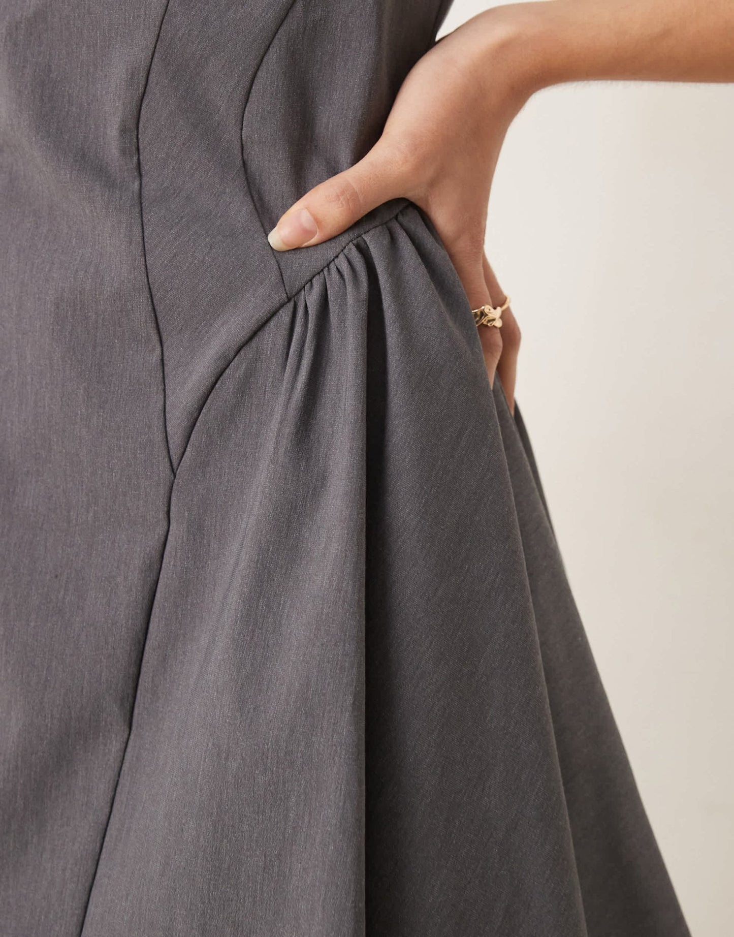 ASOS DESIGN Tall bengaline scoop neck structured flippy mini dress in charcoal - ASOS Sample Sale