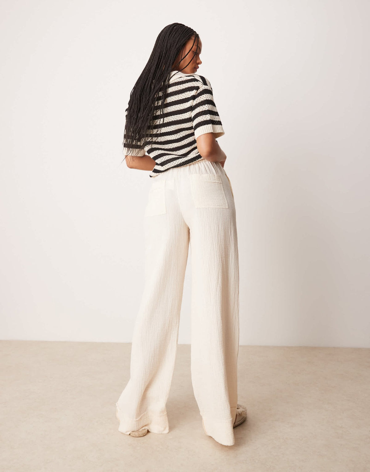 ASOS DESIGN Tall cheesecloth pull on trousers with raw edge in buttermilk - ASOS Sample Sale