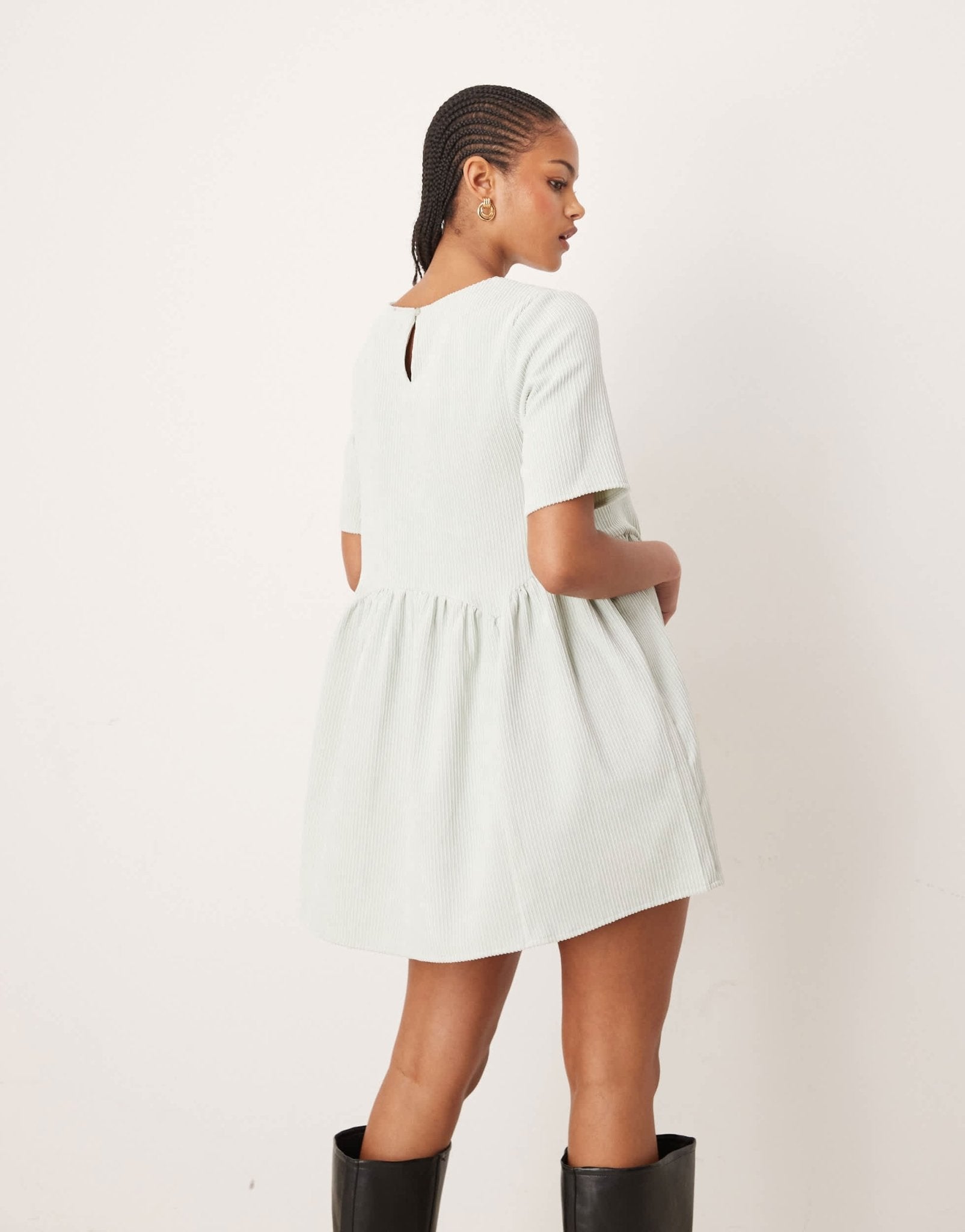ASOS DESIGN tall cord smock tee mini dress with waist seam detail in mint - ASOS Sample Sale