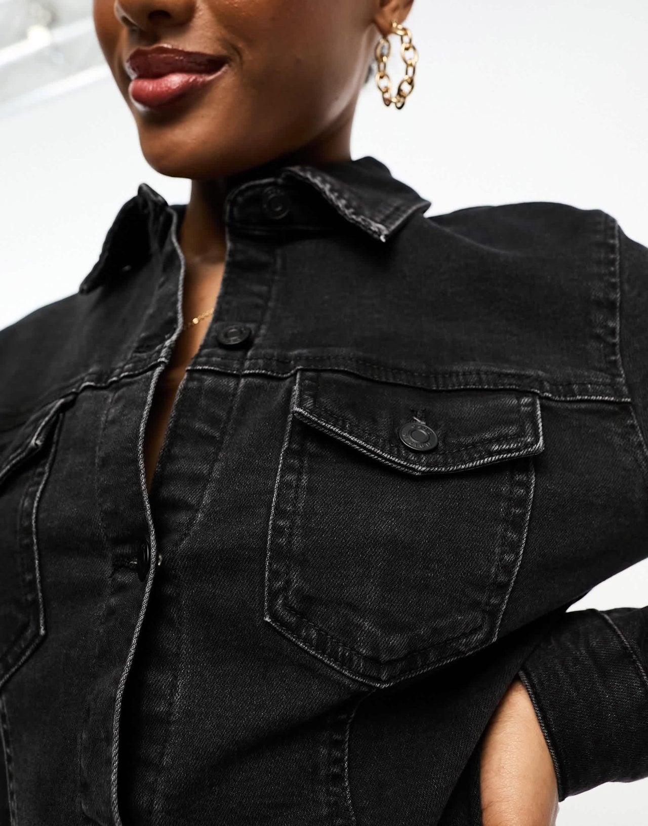 ASOS DESIGN Tall denim fitted shirt dress in black - ASOS Sample Sale