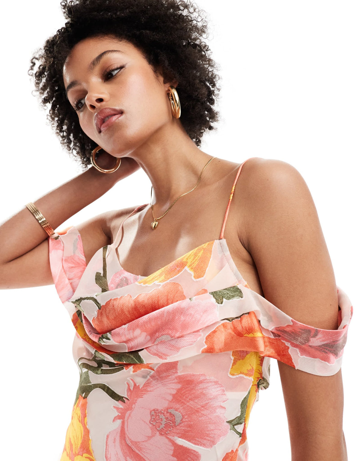 ASOS DESIGN Tall Exclusive cami cowl maxi dress with cold shoulder in burnout print - ASOS Sample Sale