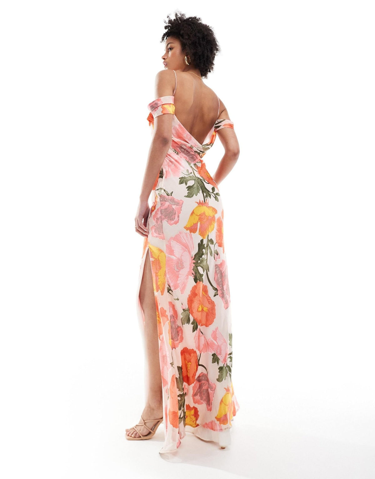 ASOS DESIGN Tall Exclusive cami cowl maxi dress with cold shoulder in burnout print - ASOS Sample Sale