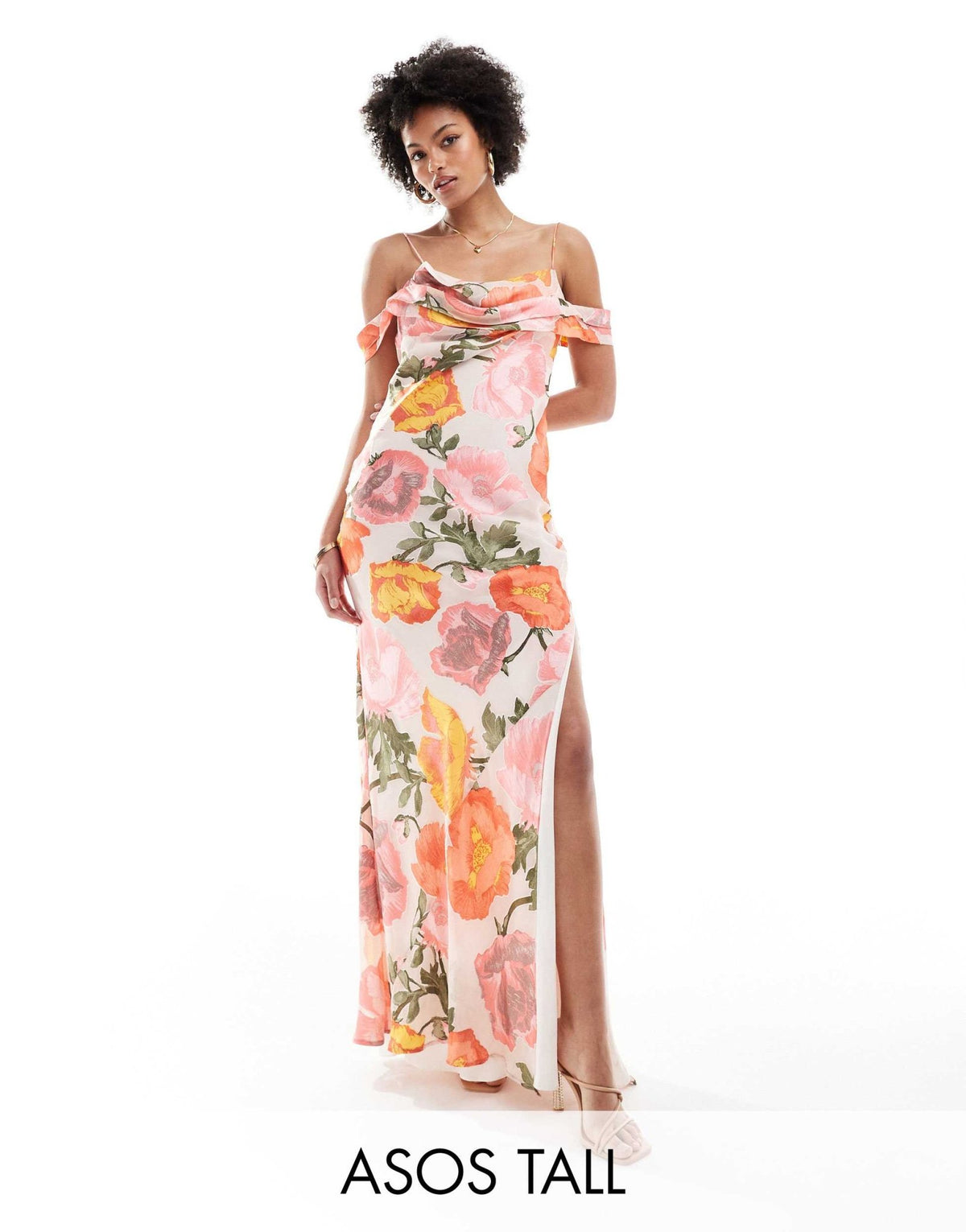 ASOS DESIGN Tall Exclusive cami cowl maxi dress with cold shoulder in burnout print - ASOS Sample Sale