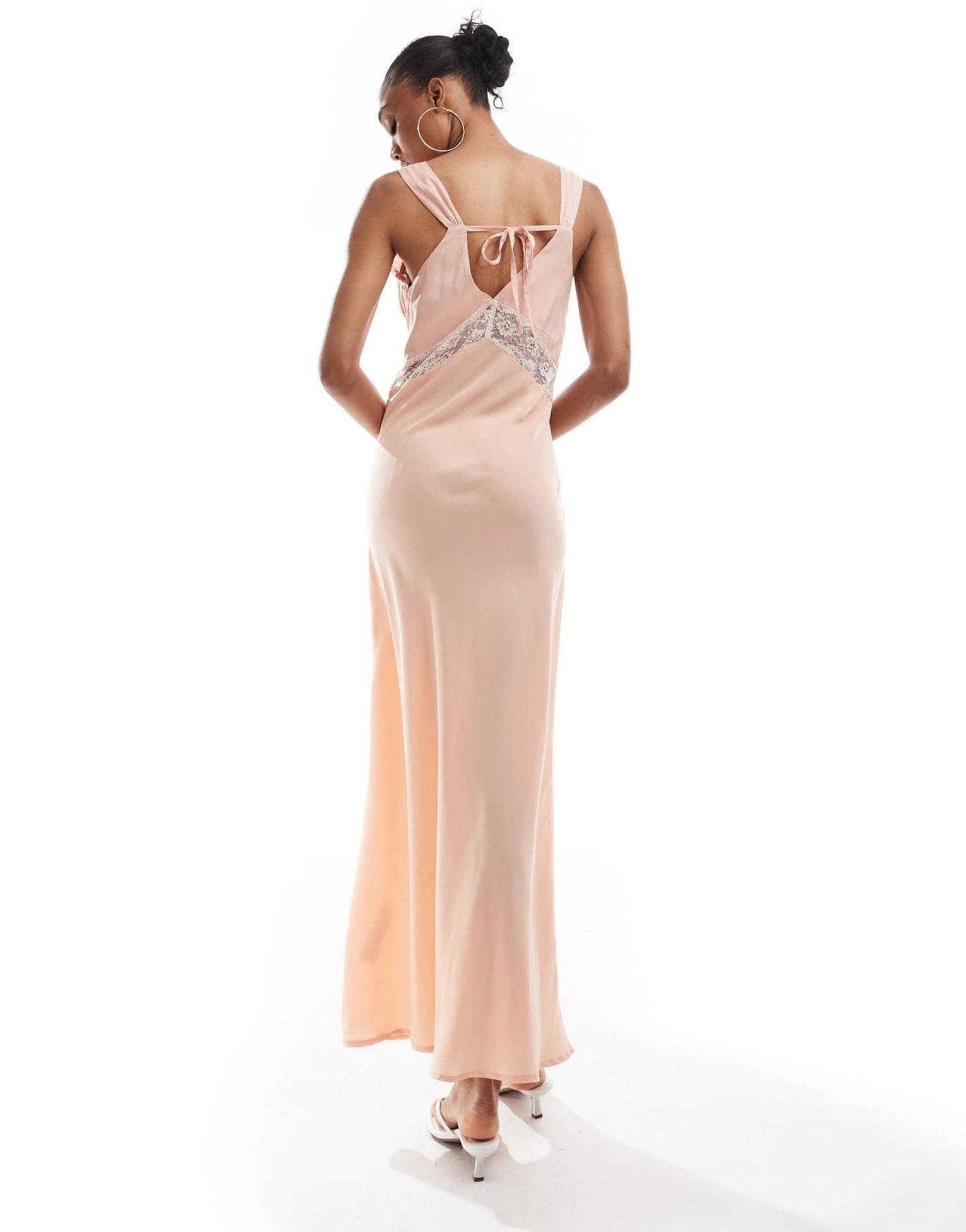 ASOS DESIGN Tall gathered bust lace insert midi dress in dusky pink - ASOS Sample Sale