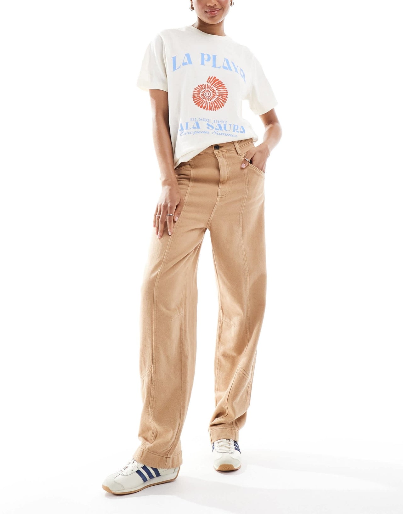 ASOS DESIGN Tall laundered seamed barrel trousers in sand - ASOS Sample Sale