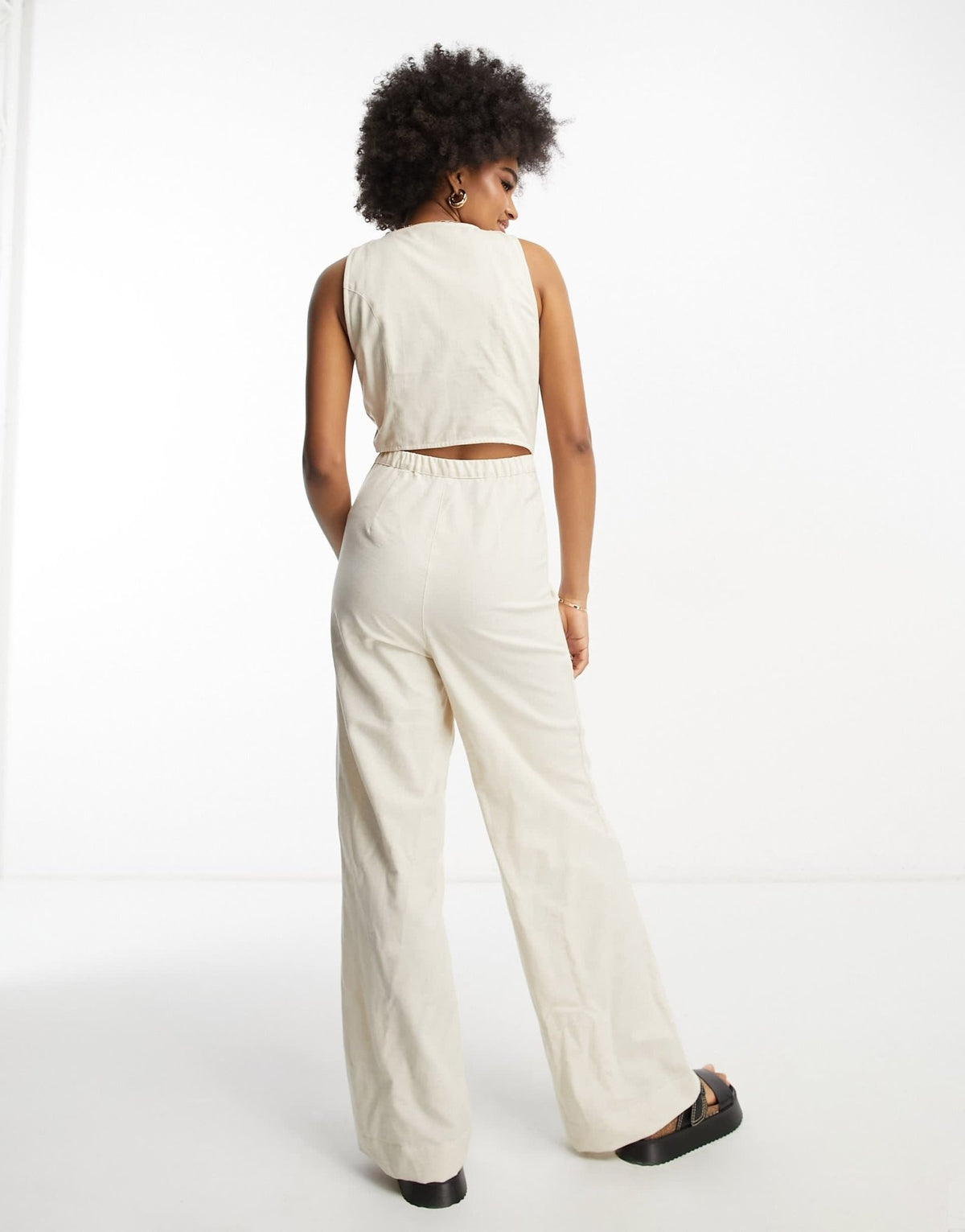 ASOS DESIGN Tall linen look button through jumpsuit in oatmeal - ASOS Sample Sale