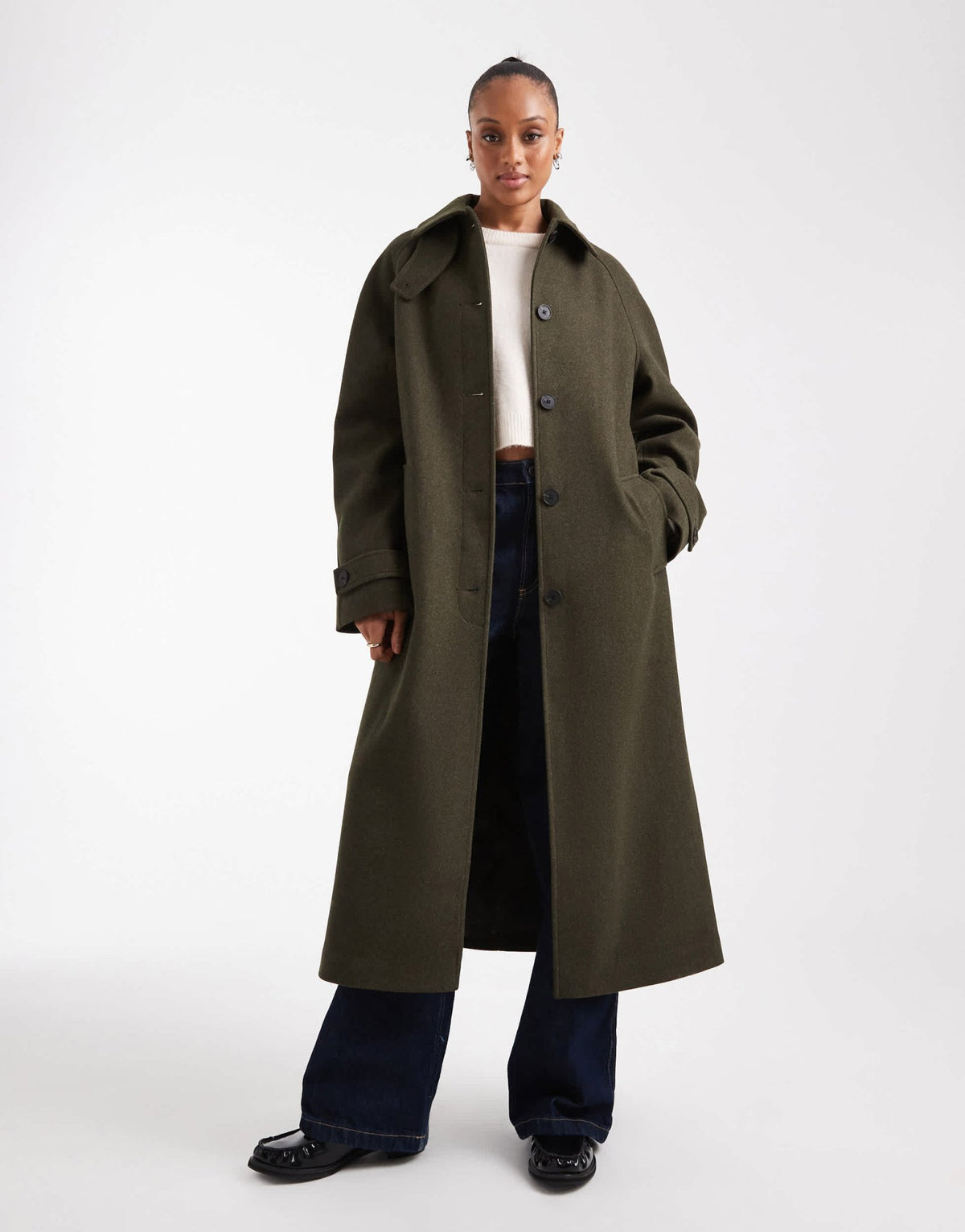 ASOS DESIGN Tall longline car coat in olive - ASOS Sample Sale