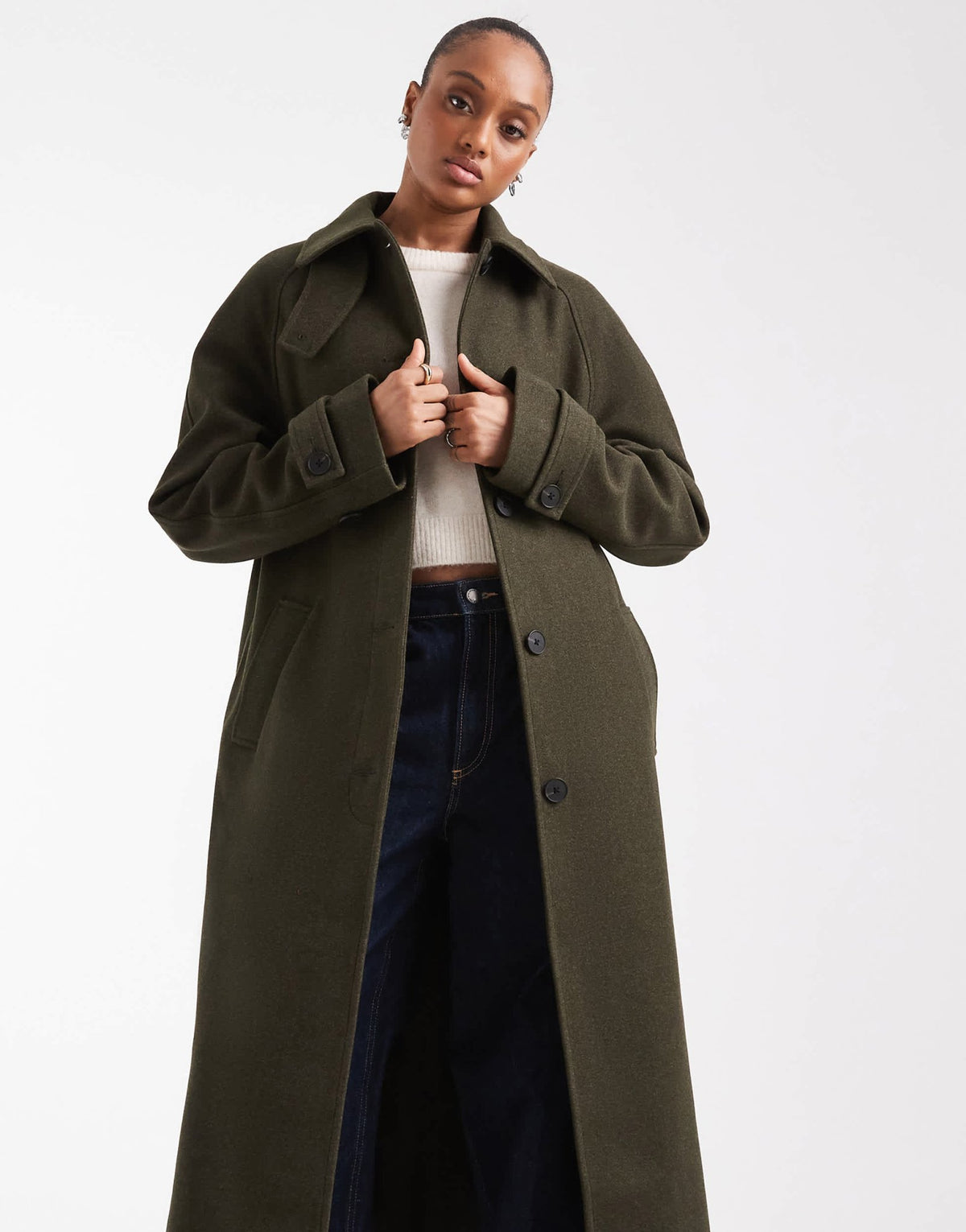 ASOS DESIGN Tall longline car coat in olive - ASOS Sample Sale