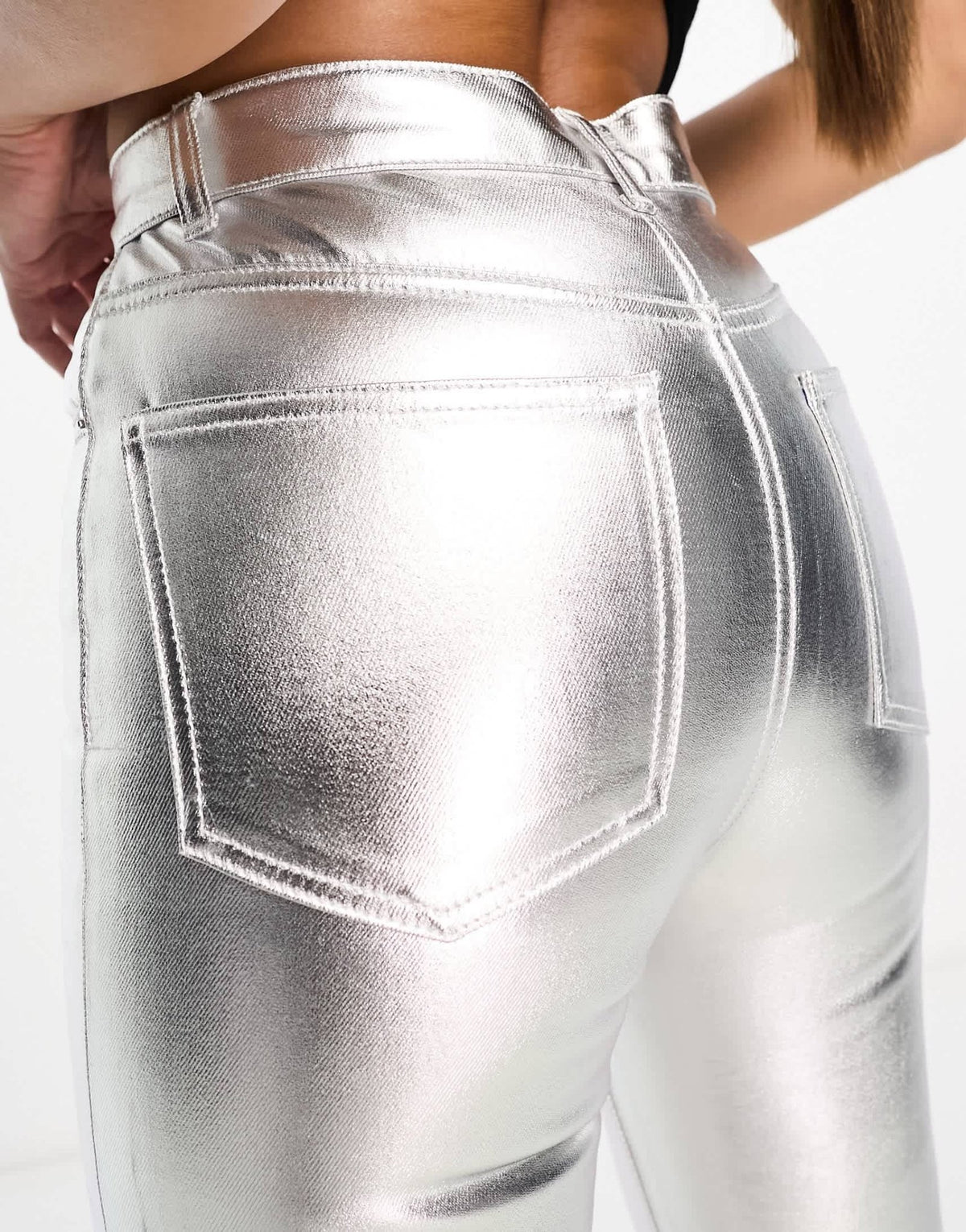 ASOS DESIGN Tall mid rise straight jean in silver - ASOS Sample Sale