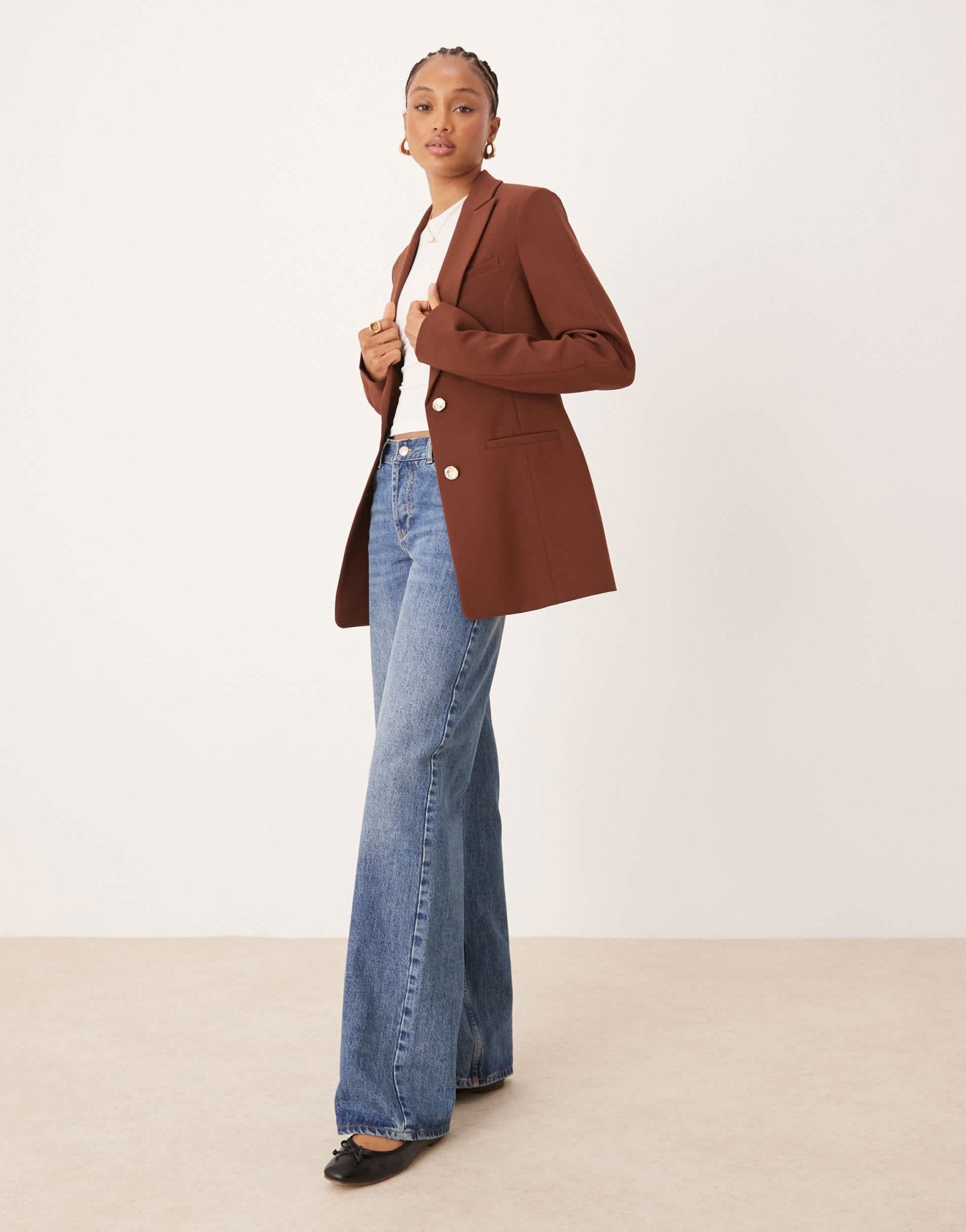 ASOS DESIGN Tall moulded hip blazer in chocolate - ASOS Sample Sale