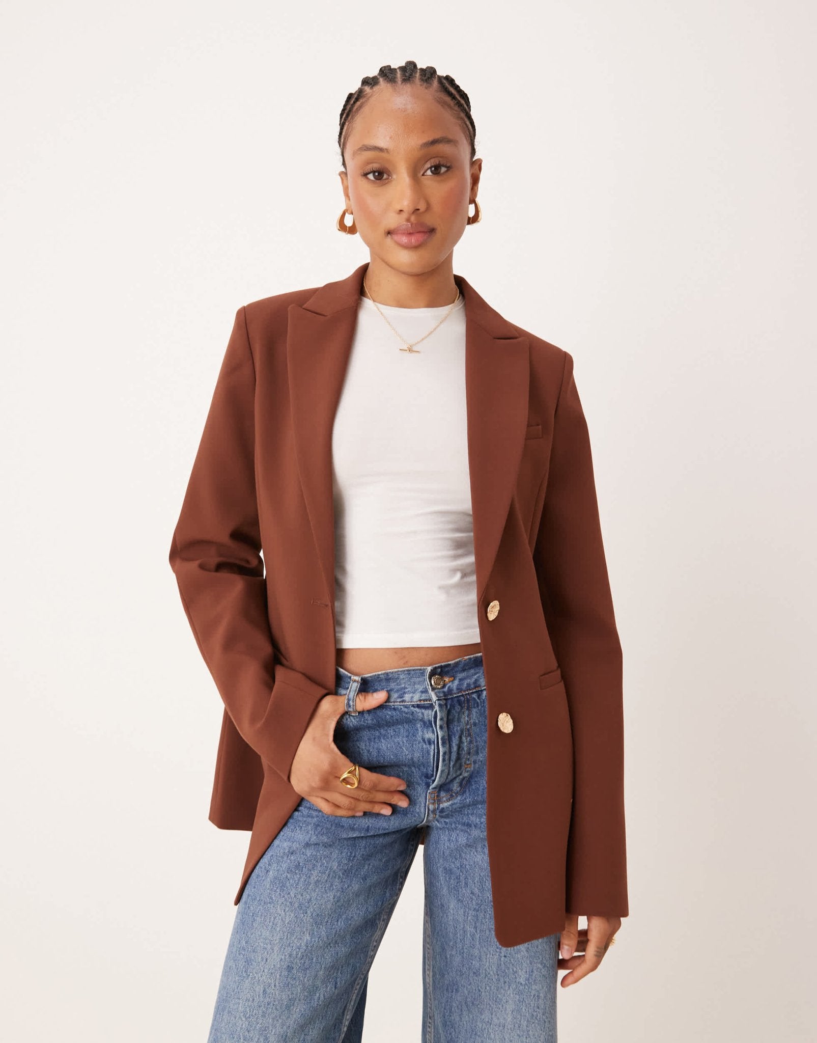 ASOS DESIGN Tall moulded hip blazer in chocolate - ASOS Sample Sale