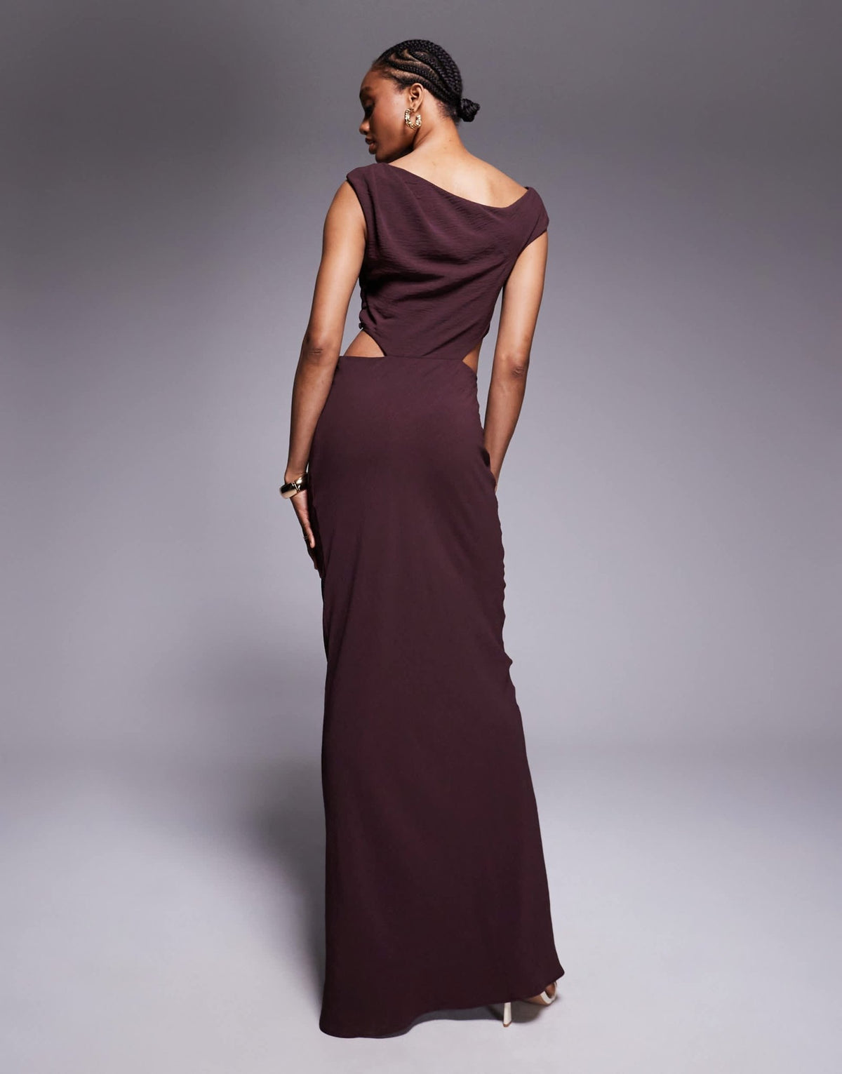 ASOS DESIGN Tall off shoulder fauxord maxi dress in fudge - ASOS Sample Sale