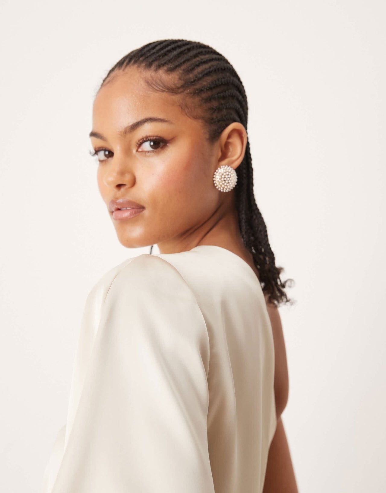 ASOS DESIGN Tall one shoulder satin wrap bodysuit in oyster - ASOS Sample Sale