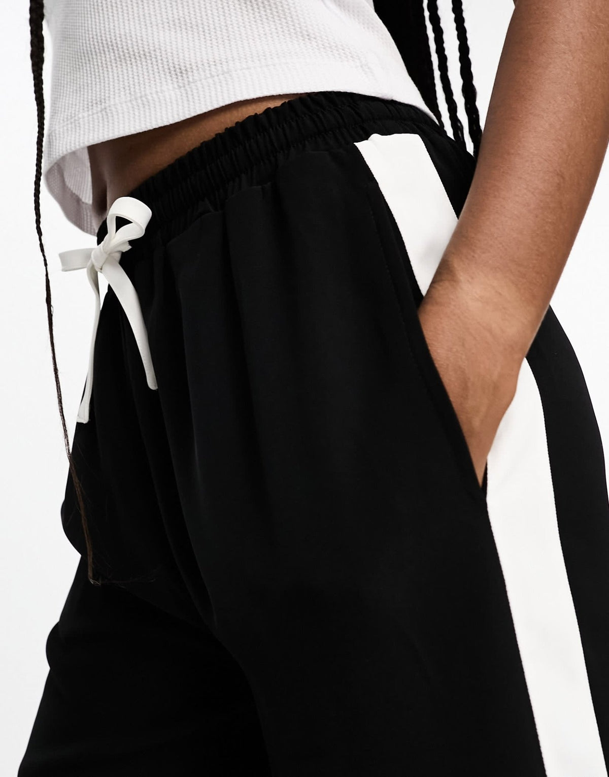 ASOS DESIGN Tall pull on trousers with contrast panel in black - ASOS Sample Sale