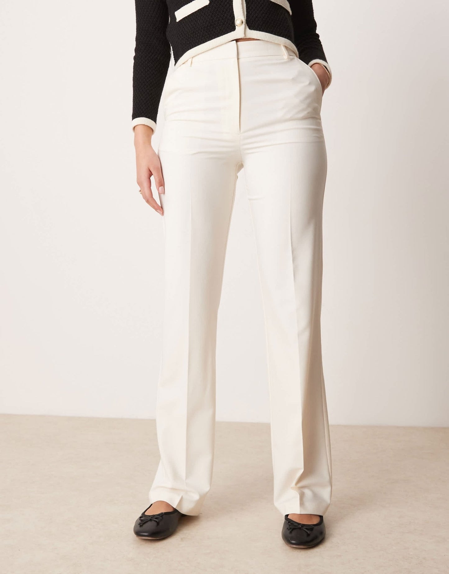 ASOS DESIGN Tall slim straight tailored trousers in cream - ASOS Sample Sale