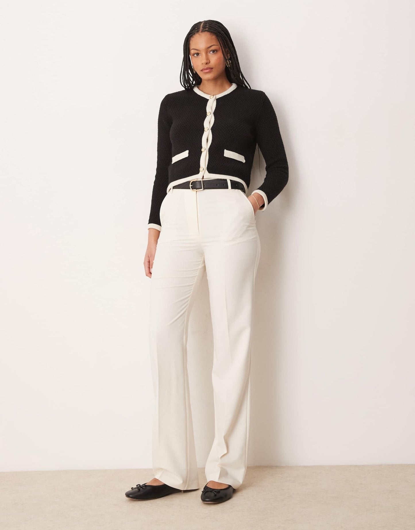 ASOS DESIGN Tall slim straight tailored trousers in cream - ASOS Sample Sale