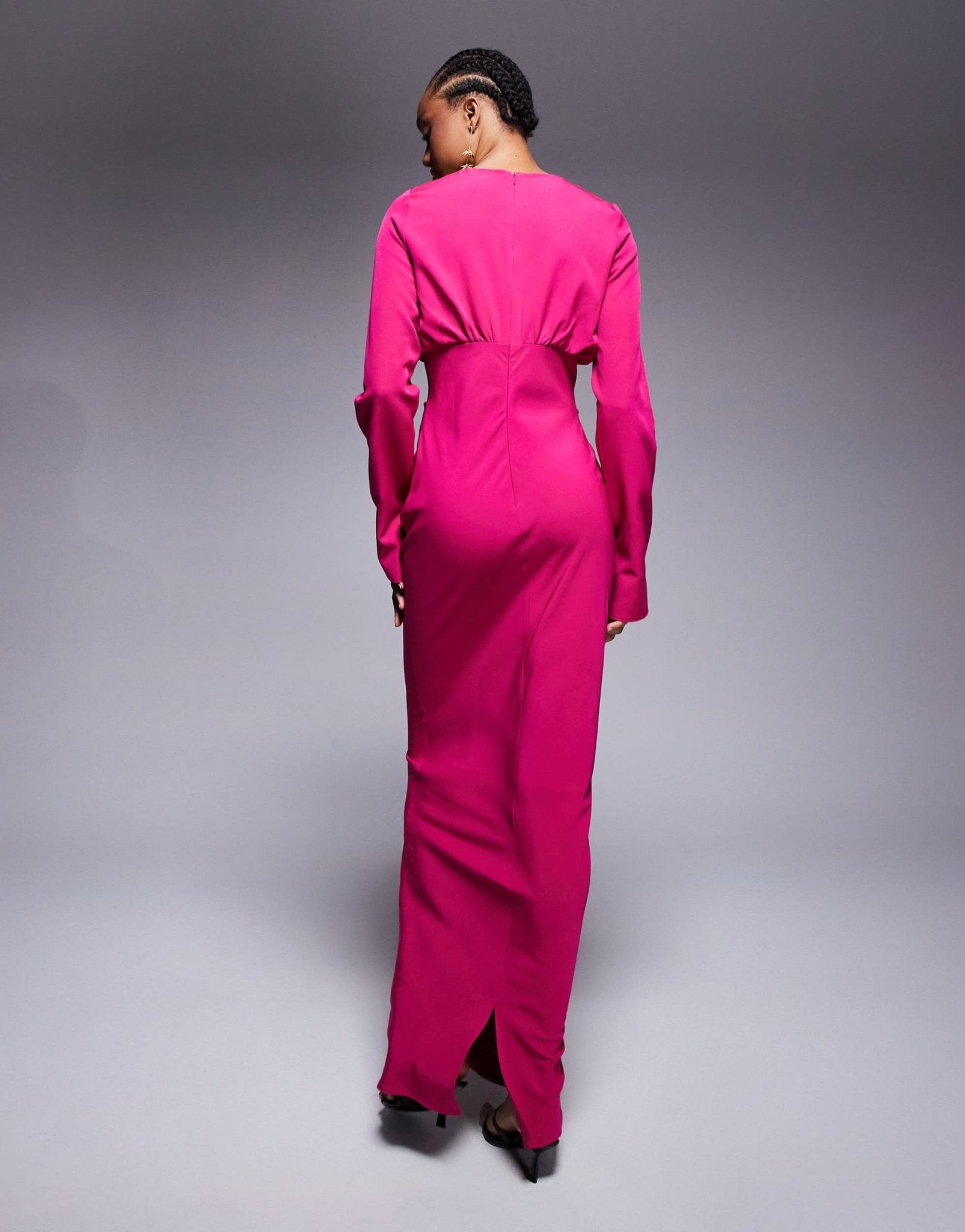 ASOS DESIGN Tall structured long sleeve maxi dress with ruched bust in pink - ASOS Sample Sale