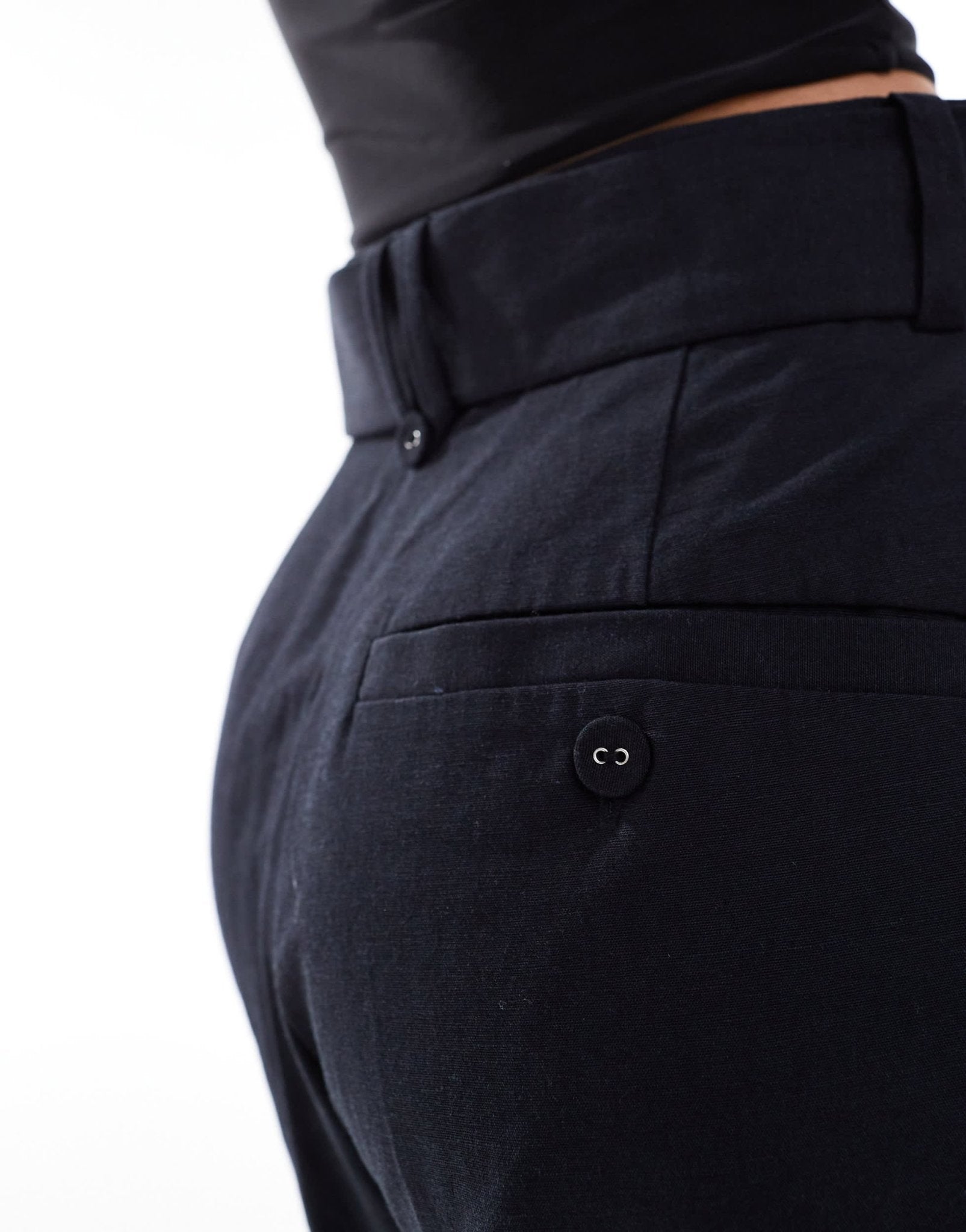 ASOS DESIGN Tall tailored belted trouser with linen in black - ASOS Sample Sale
