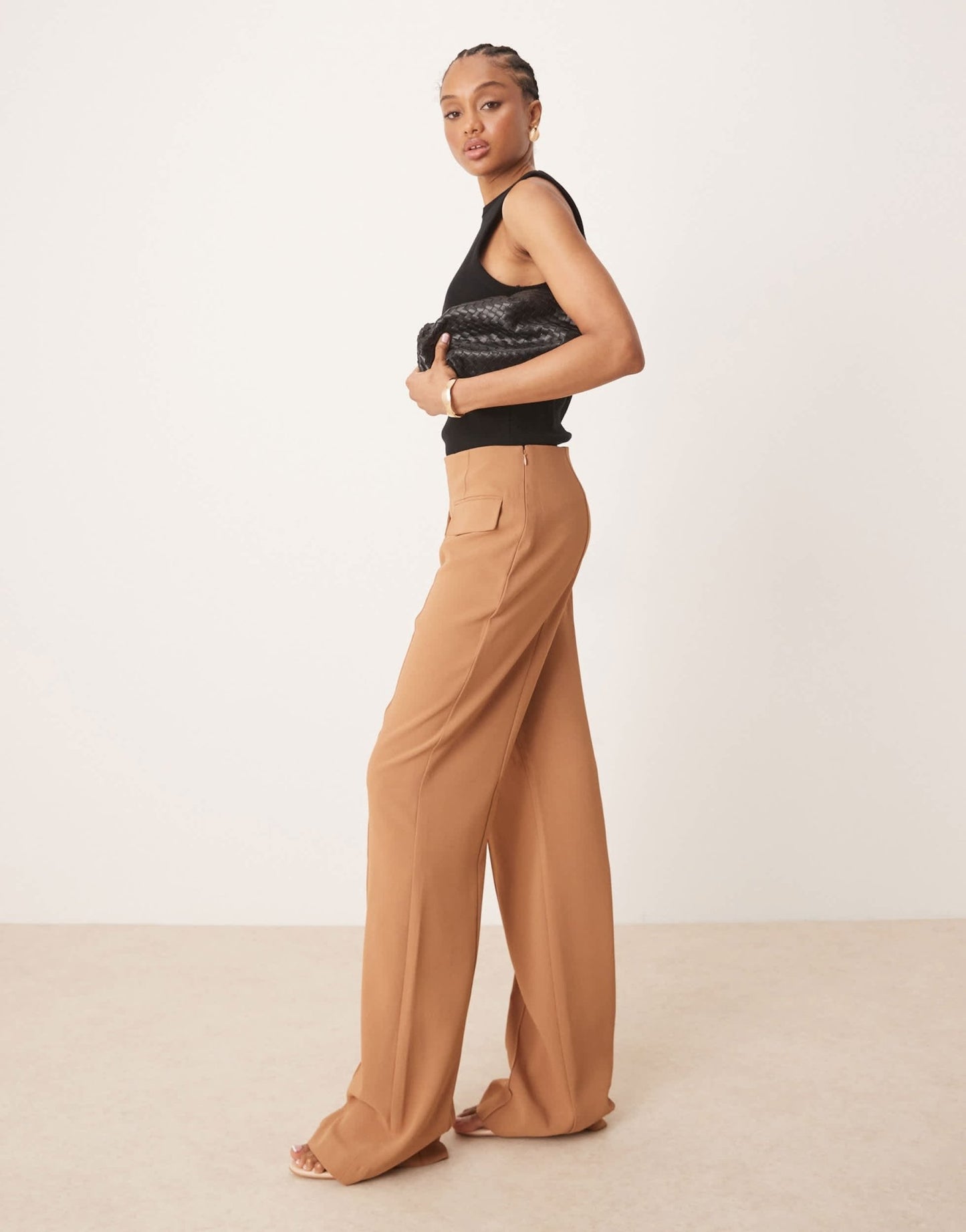 ASOS DESIGN Tall tailored double pocket seam detail trousers in camel - ASOS Sample Sale
