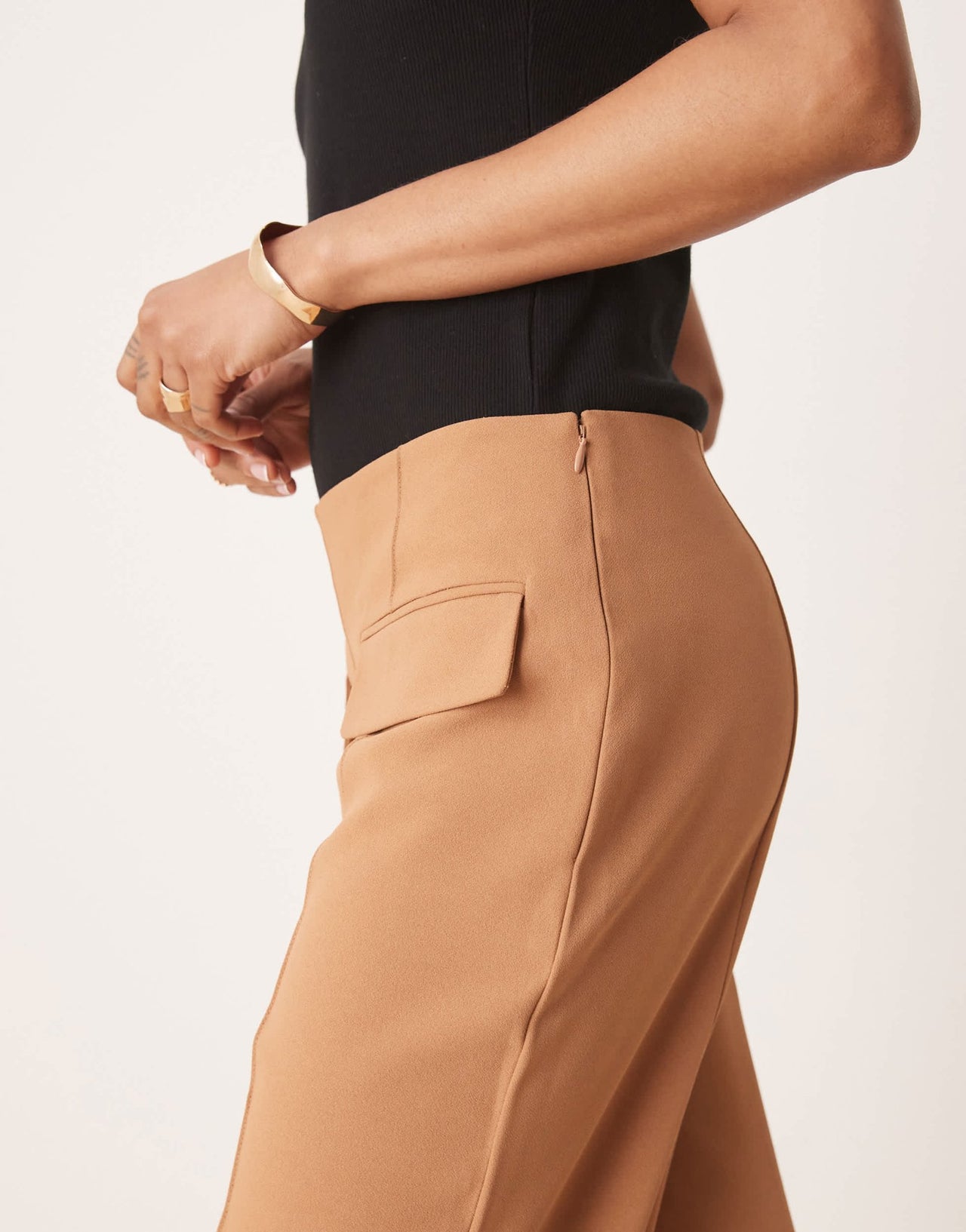 ASOS DESIGN Tall tailored double pocket seam detail trousers in camel - ASOS Sample Sale