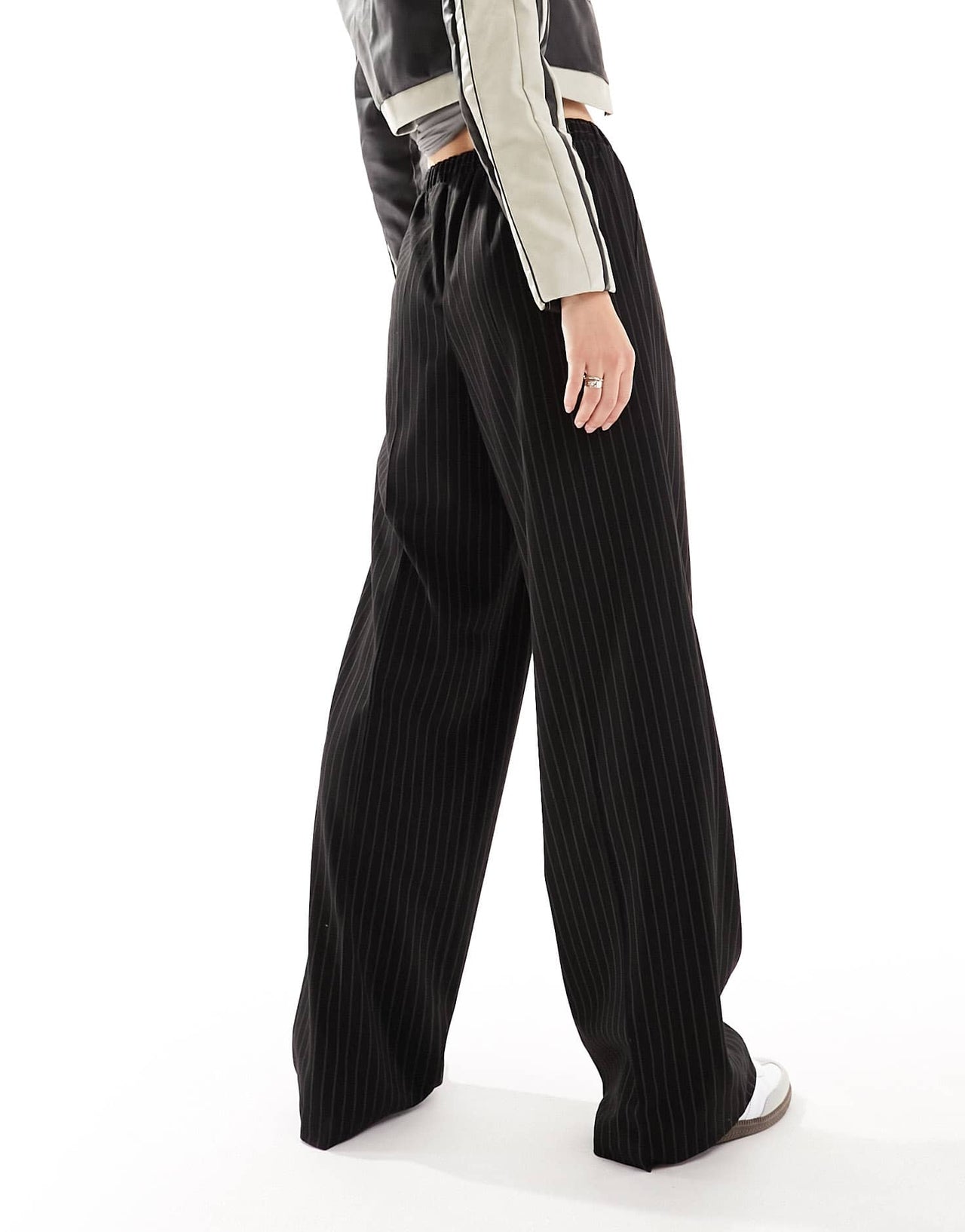 ASOS DESIGN Tall tailored pull on trousers in black pinstripe - ASOS Sample Sale