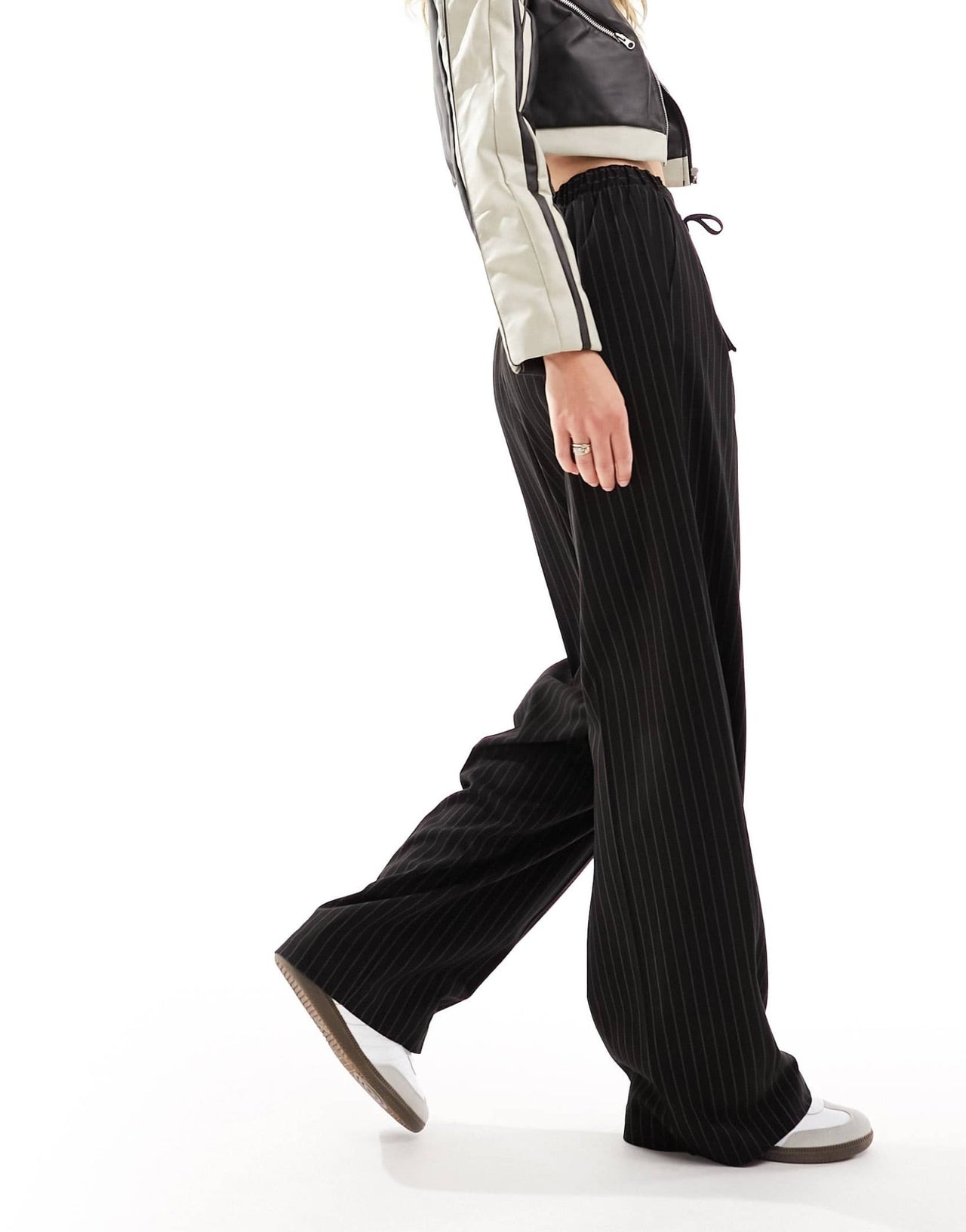 ASOS DESIGN Tall tailored pull on trousers in black pinstripe - ASOS Sample Sale