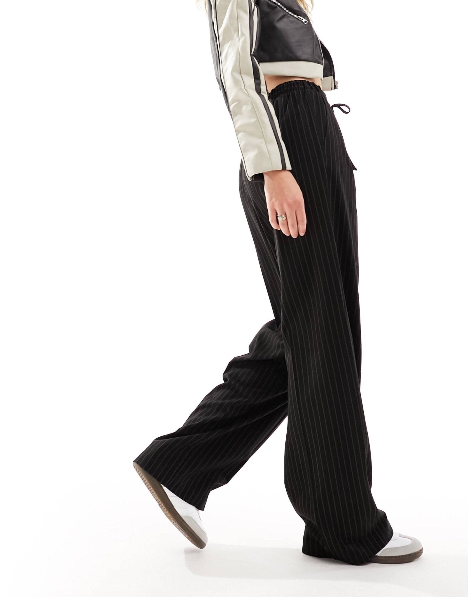 ASOS DESIGN Tall tailored pull on trousers in black pinstripe - ASOS Sample Sale