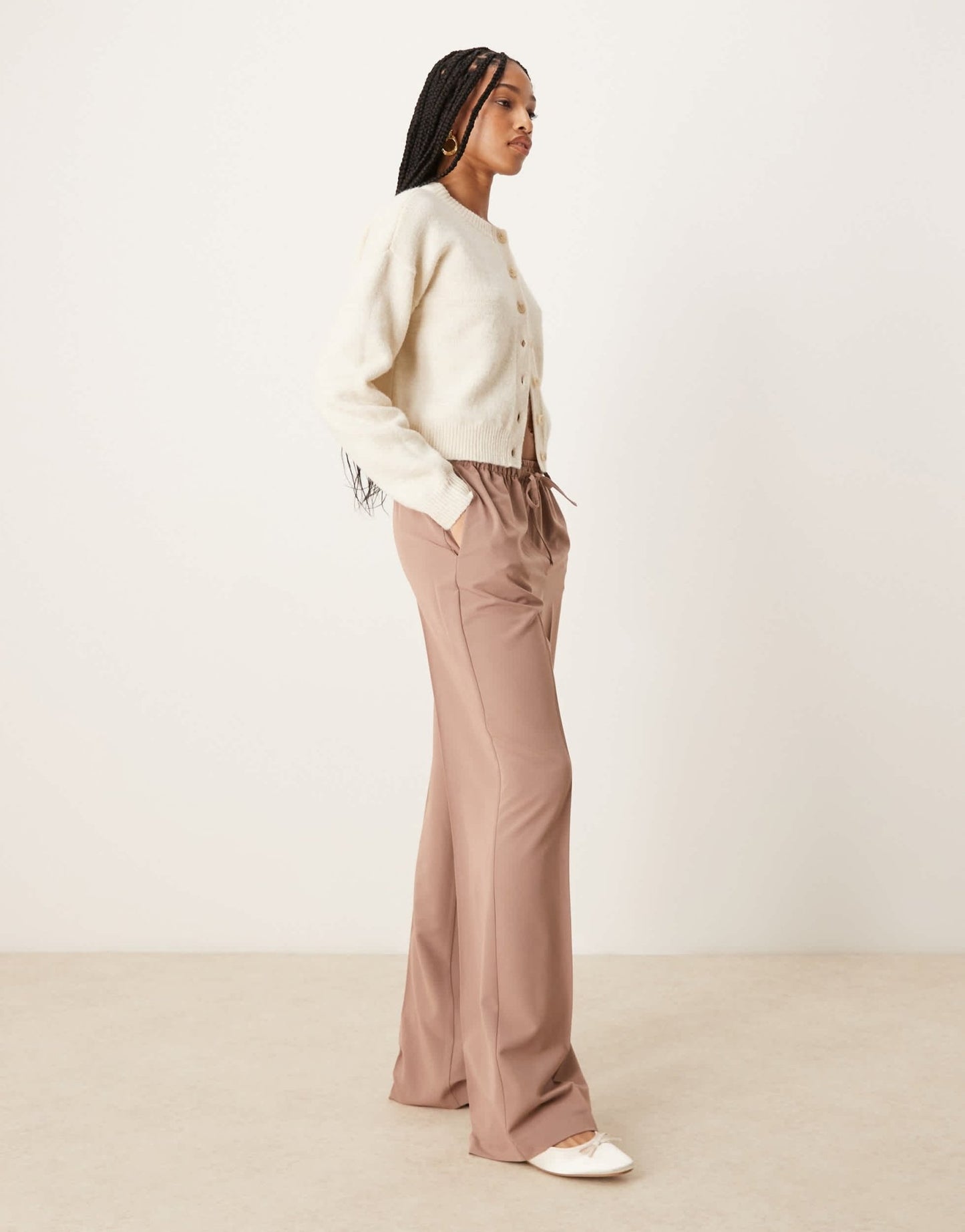 ASOS DESIGN Tall tailored pull on trousers in mink - ASOS Sample Sale