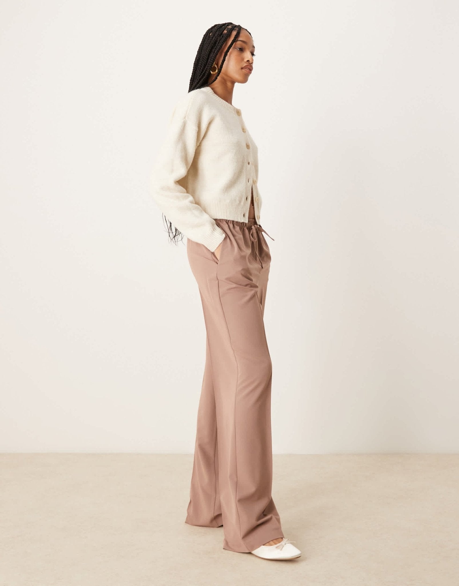 ASOS DESIGN Tall tailored pull on trousers in mink - ASOS Sample Sale