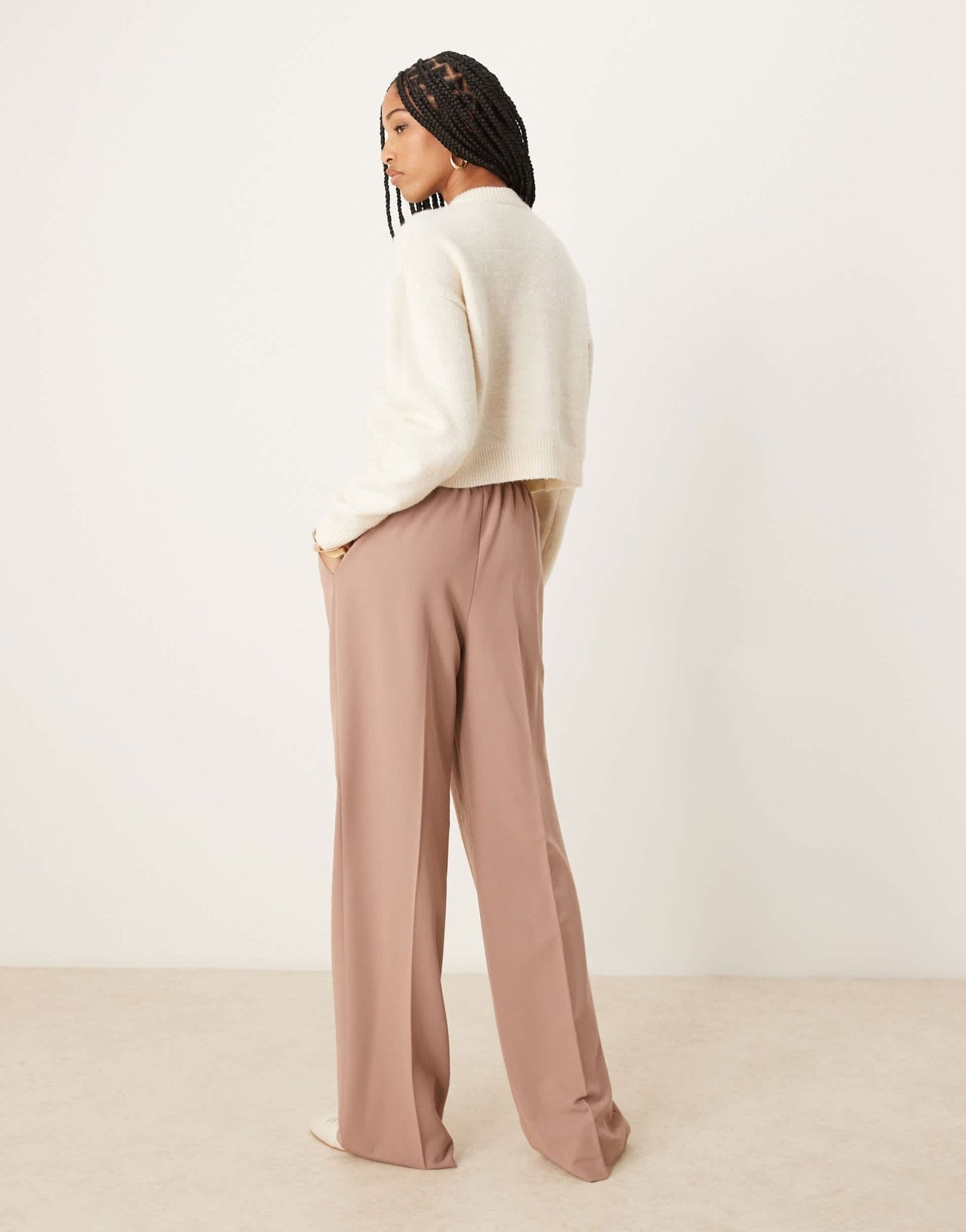 ASOS DESIGN Tall tailored pull on trousers in mink - ASOS Sample Sale
